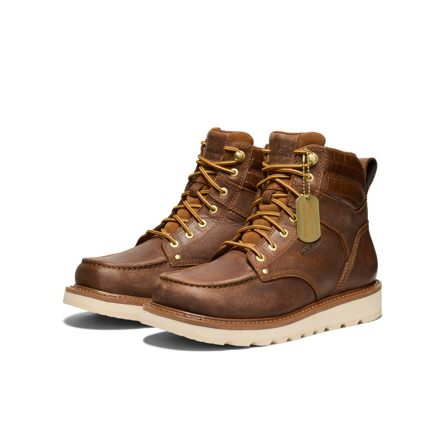 Noon Goons Men's Cincinnati 6 Soft Toe Work Boots - Premium Leather Brown & Off White - Durable Safety Shoes for Construction & Outdoor Work