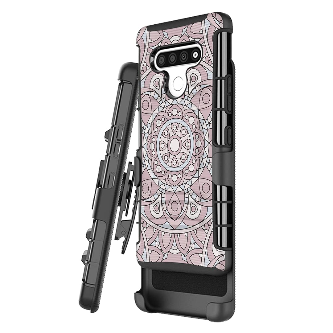 Military Shockproof LG K51 Case with Kickstand & Belt Clip - Heavy Duty Protection for All Carriers (Mauve) - Perfect for Outdoor & Work Use