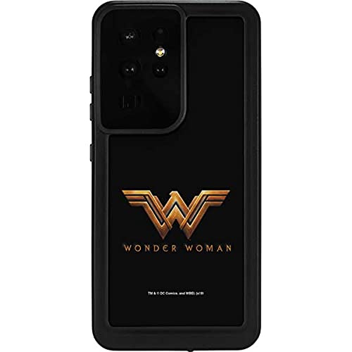 Waterproof Phone Case for Samsung Galaxy S21 Ultra 5G | Official Warner Bros Wonder Woman Gold Logo Design | Shockproof & Durable Protection for Outdoor, Swimming & Daily Use