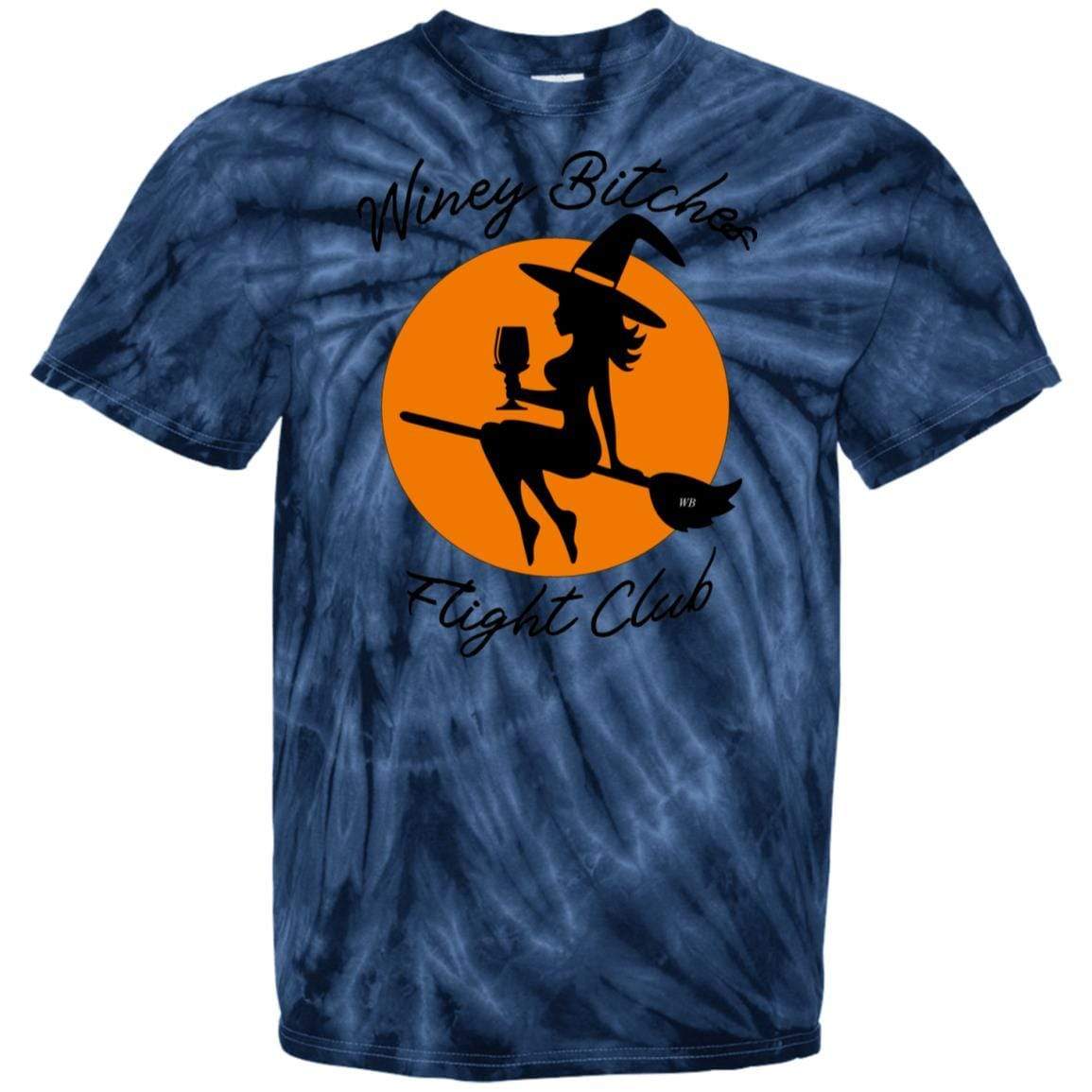 WineyBitches.Co Winey Bitches Flight Club 100% Cotton Tie Dye T-Shirt for Women | Soft & Comfortable Casual Tee | Perfect for Wine Tasting, Girls Night Out & Summer Festivals