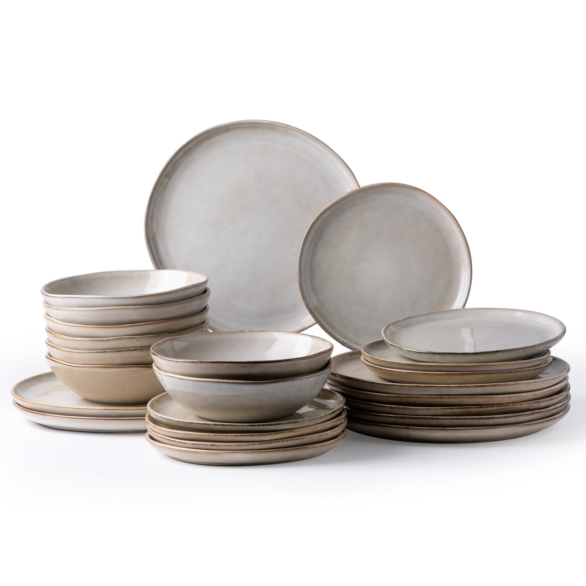 **AmorArc Handmade Ceramic Dinnerware Set - 24-Piece Reactive Glaze Plates & Bowls | Chip & Crack Resistant, Dishwasher & Microwave Safe | Elegant Tableware for 8, Perfect for Family Dinners & Entertaining Guests**