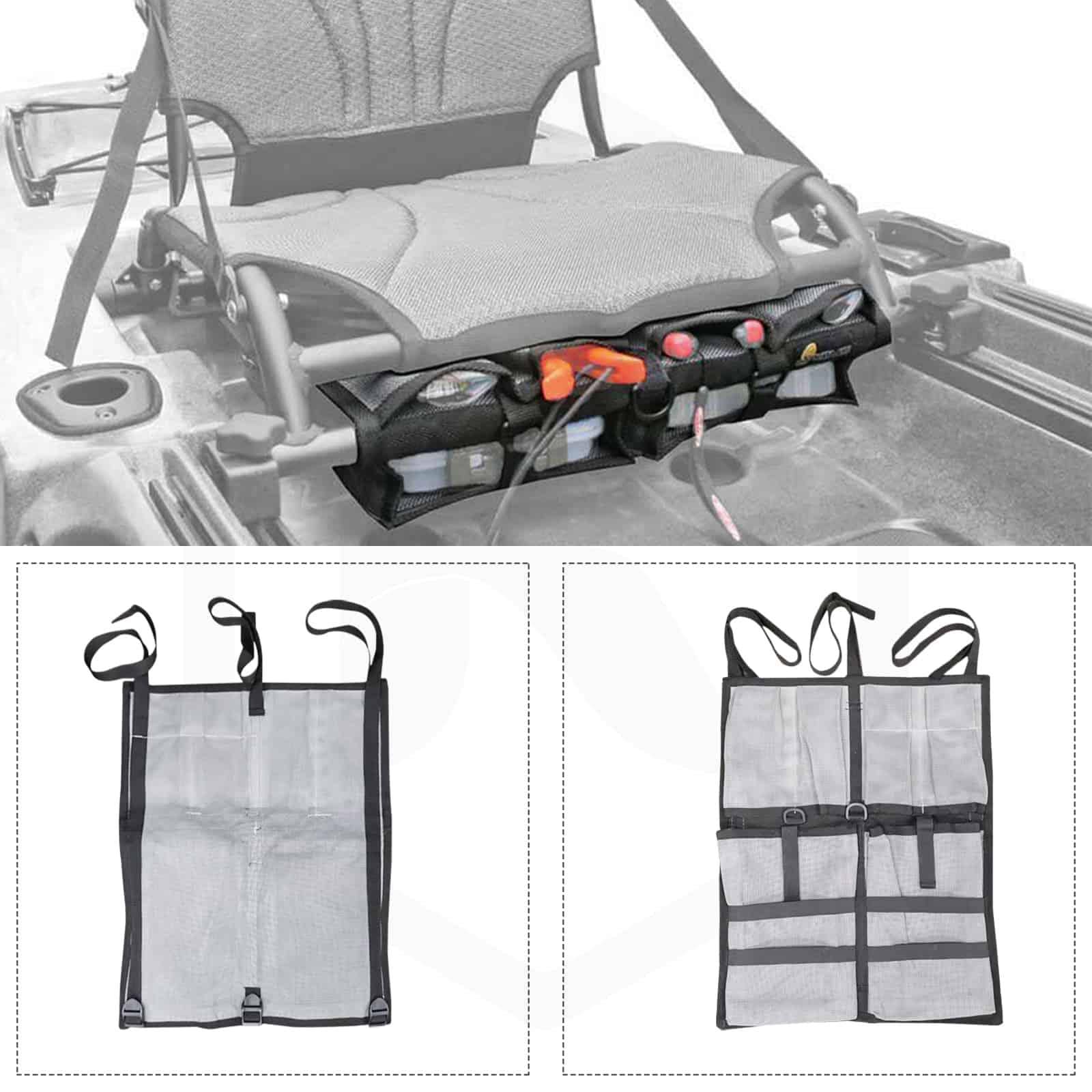 **Black Nylon Kayak Mesh Bag - Waterproof Gear Organizer for Paddling, Fishing & Outdoor Adventures**