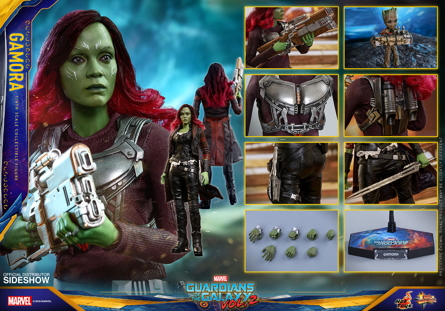 Hot Toys Marvel Guardians of The Galaxy Vol. 2 Gamora 1/6 Scale Collectible Action Figure - Perfect for Display, Gifts & Marvel Fans Collection