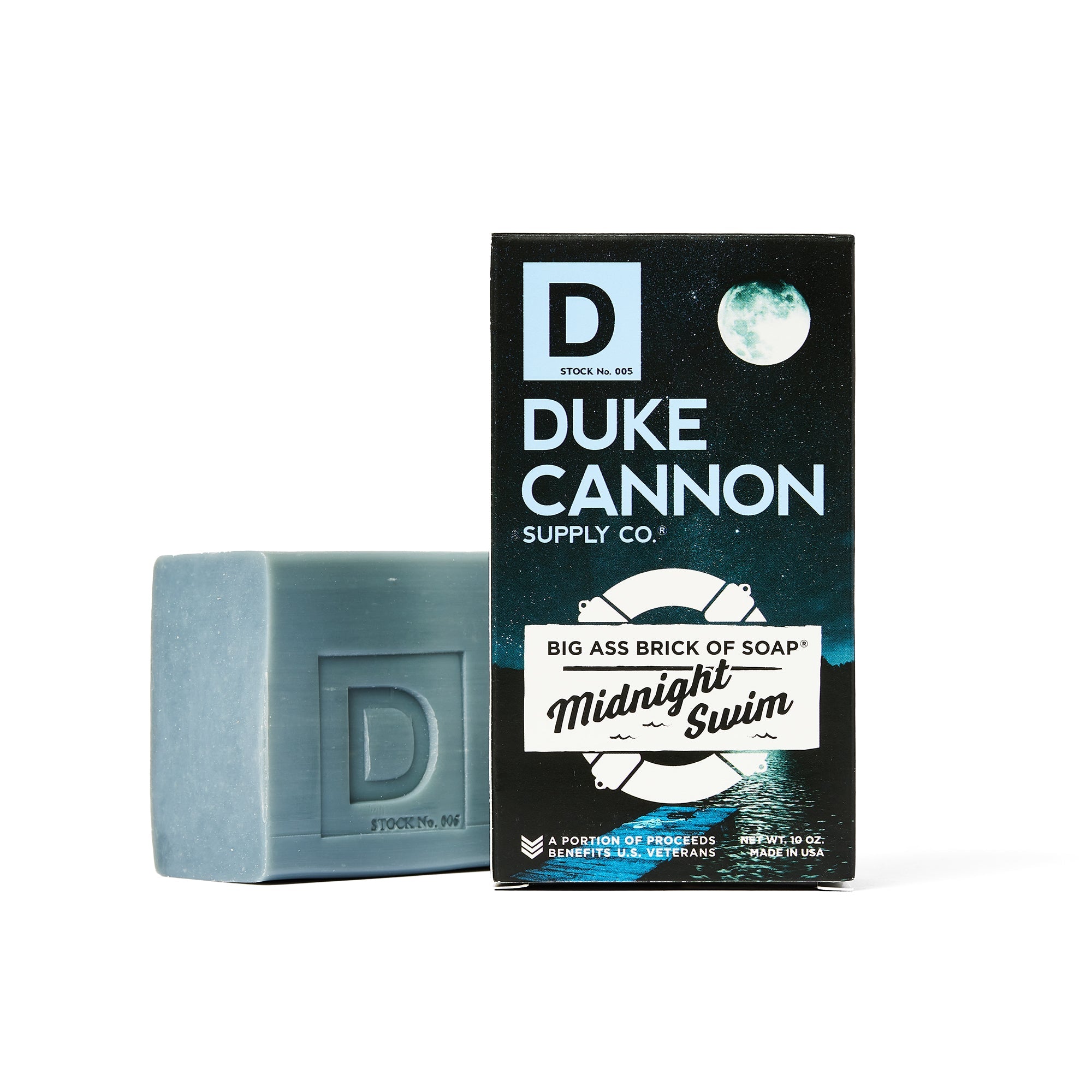 Duke Cannon Midnight Swim Big Ass Brick of Soap - Long-Lasting Bar Soap for Men, Moisturizing & Exfoliating, Great for Shower, Gym & Travel - Fresh Aquatic Scent