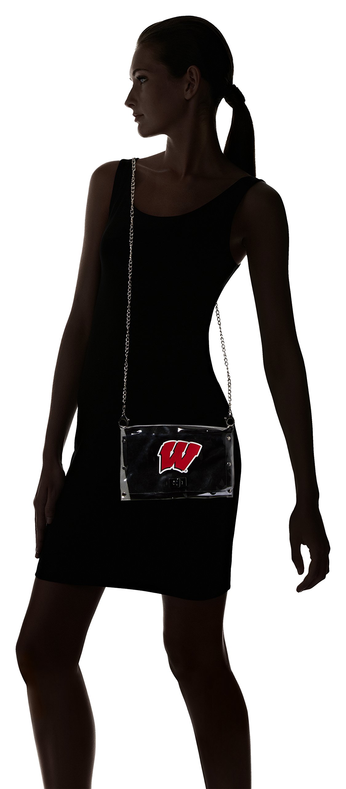 Littlearth NCAA Clear Envelope Purse with Adjustable Black Fashion Strap - Perfect for Game Day, Concerts & Travel Essentials Organization