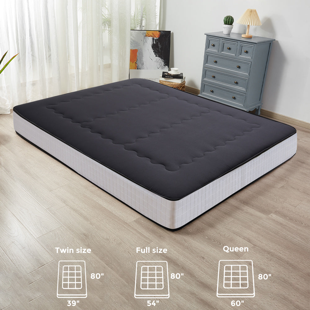 MAXYOYO 8-Inch Super Thick Floor Futon Mattress - Classic Wave Quilted Japanese Style Tatami Bed - Black - Perfect for Small Spaces, Guest Rooms & Minimalist Home Decor