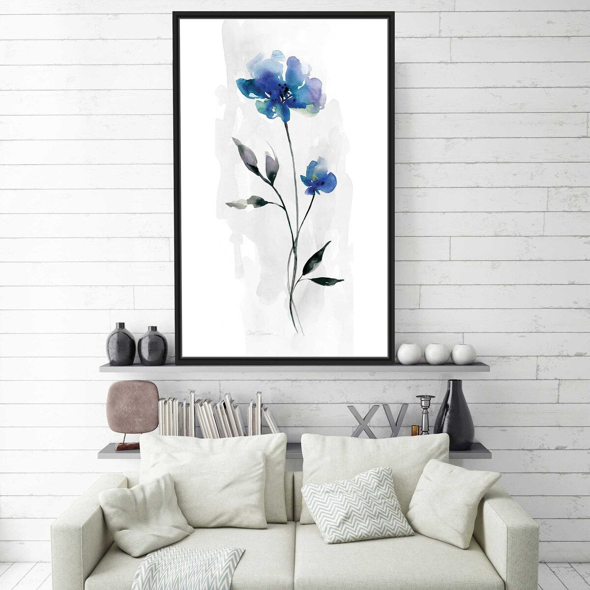 Beautiful Blue III by Carol Robinson - Framed Floating Canvas Wall Art - Perfect for Living Room, Bedroom & Office Decor