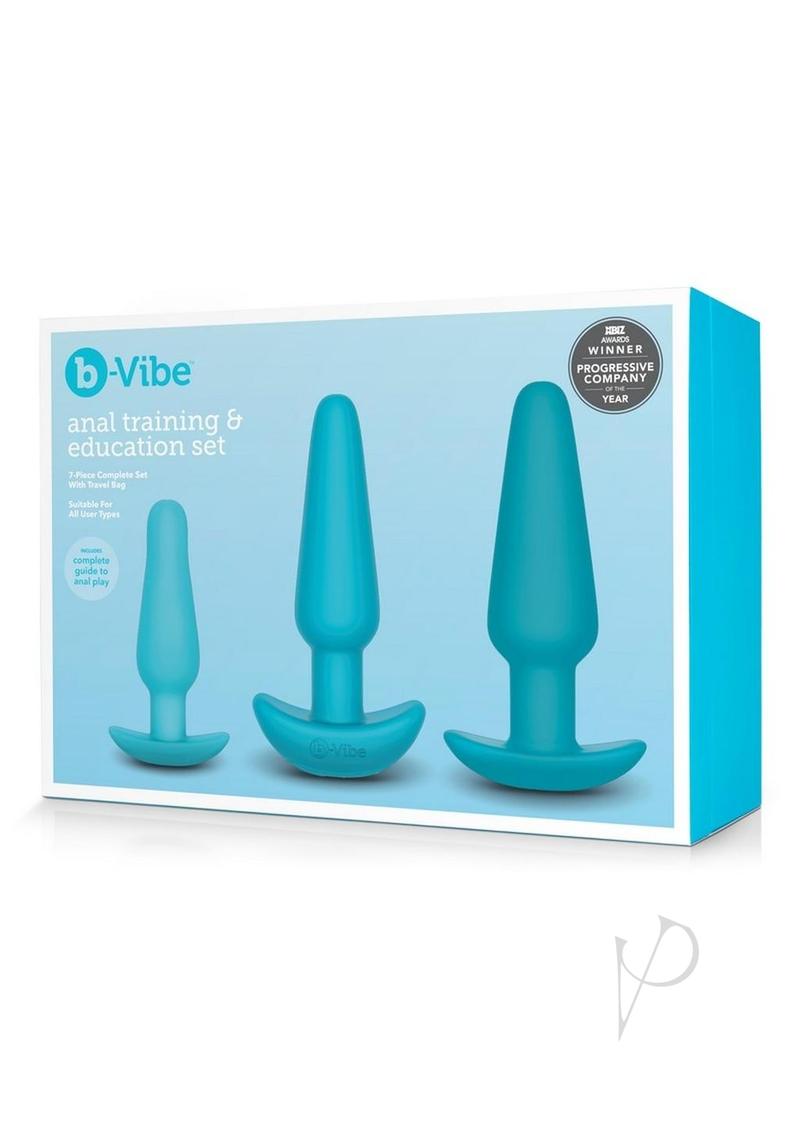 B Vibe Rechargeable Silicone Anal Training Kit - Blue | Anal Play & Education Set for Beginners | Perfect for Couples Play & Solo Exploration