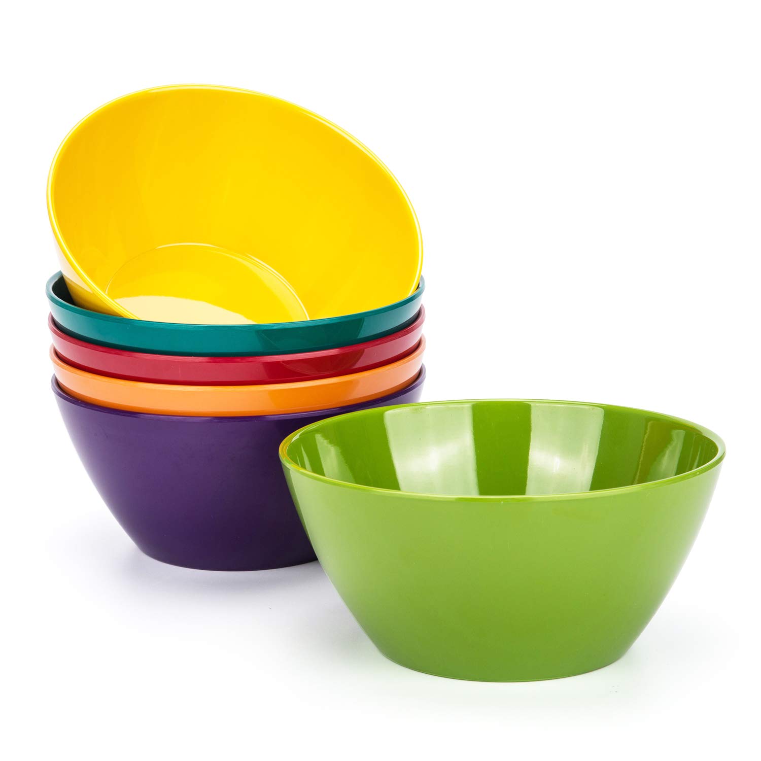KOXIN 6-inch Melamine Bowls Set of 6 - BPA Free & Dishwasher Safe for Cereal & Salad
