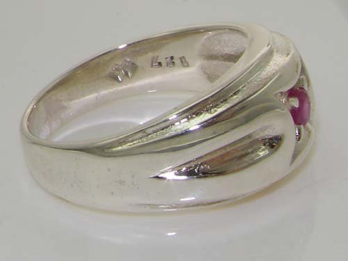 925 Sterling Silver Natural Ruby Men's Wedding Band Ring - Size 4 to 12 - Durable & Hypoallergenic for Daily Wear - Perfect for Engagement, Anniversary & Gift Giving