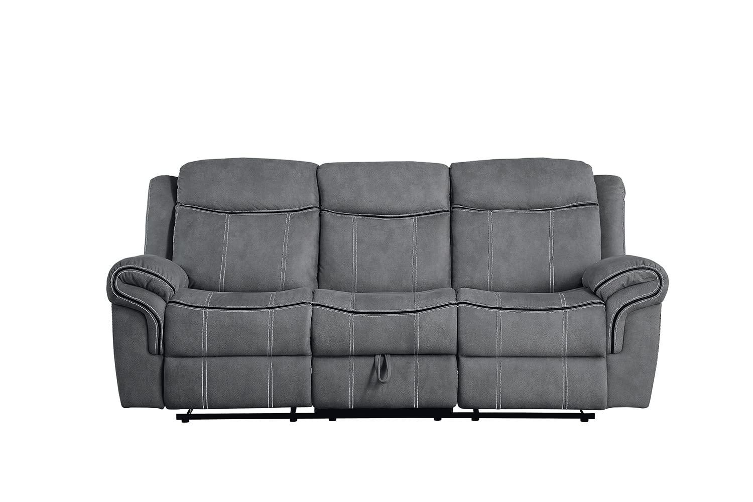 2-Tone Gray Velvet Glider Motion Sofa - Modern Nursery Gliding Chair with Smooth Swivel Motion for Baby Room, Living Room & Nursery Decor