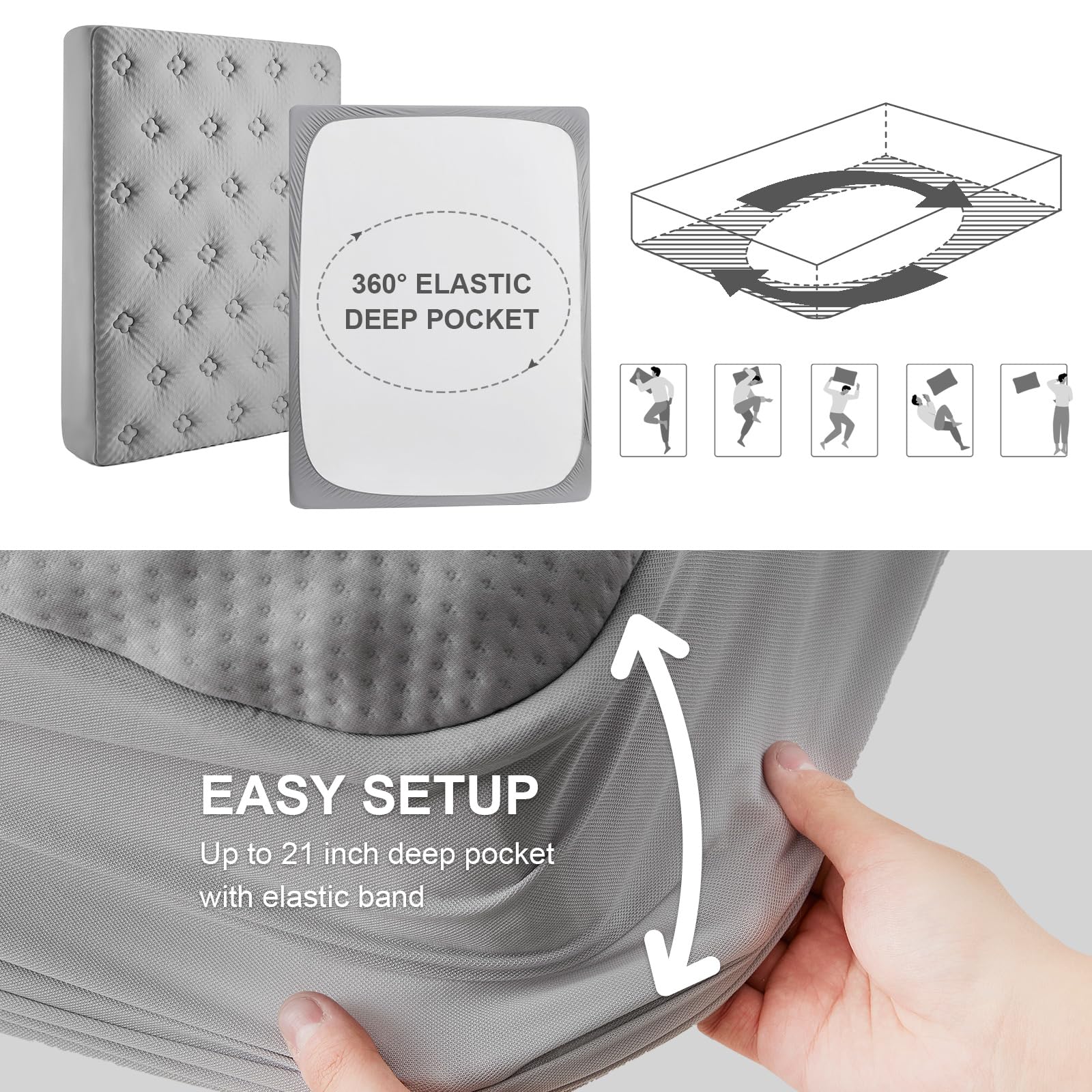 Hansleep California King Memory Foam Mattress Pad - Cooling Gel Infused Egg Crate Topper for Back Pain Relief, Breathable Cover with Deep Pocket (72