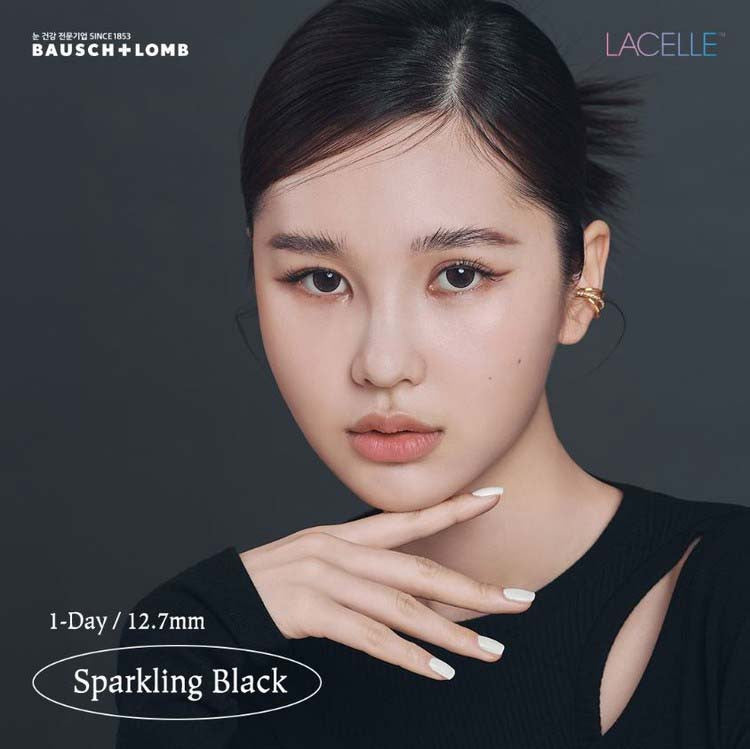 Bausch+Lomb Lacelle Sparkling Black Contact Lenses (30 Pack) - Daily Disposable for Natural Eye Brightening | Perfect for Work, Parties & Special Occasions