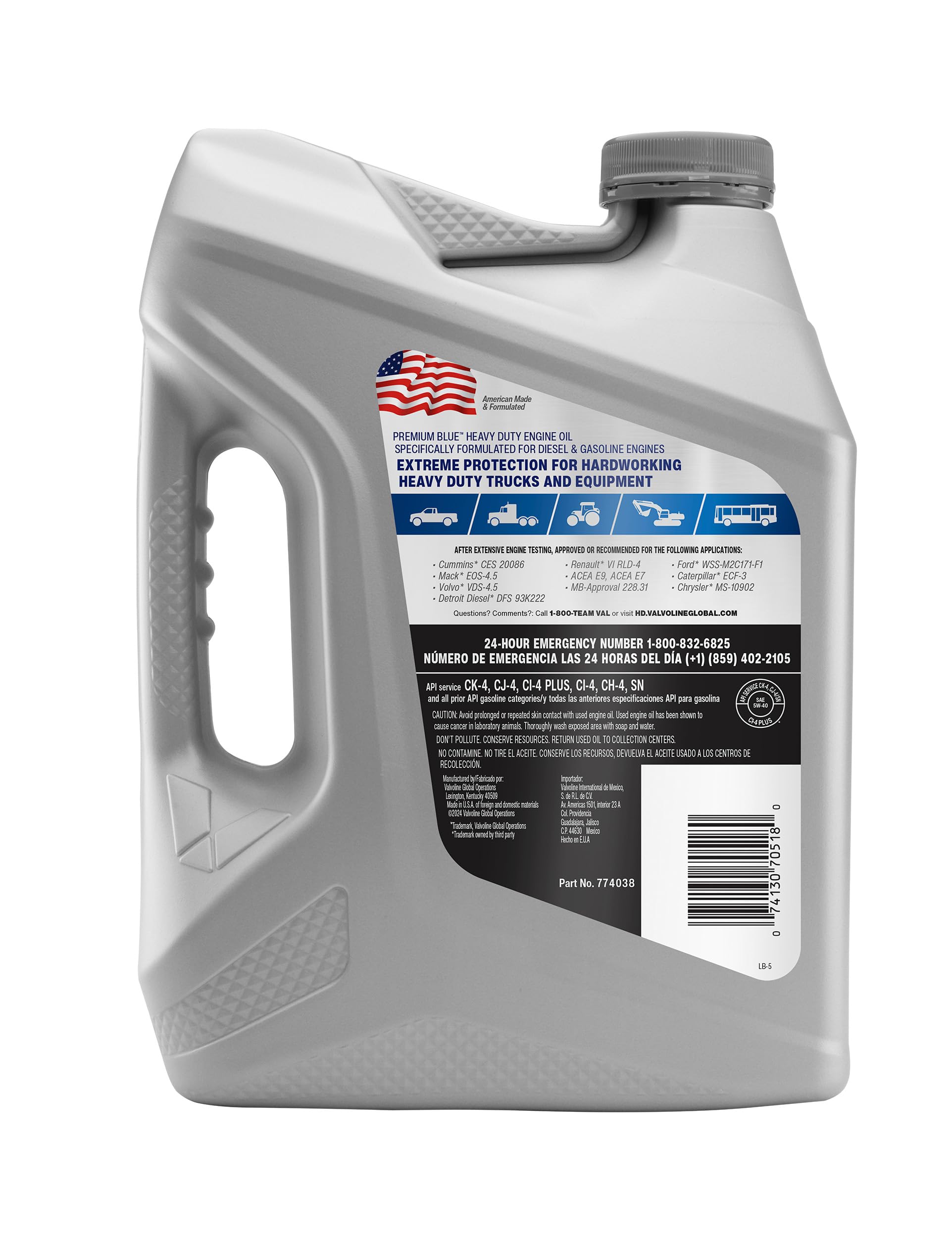 Valvoline Premium Blue Extreme SAE 5W-40 Full Synthetic Diesel Engine Oil 1 Gallon (Case of 3) - Heavy Duty Protection for Trucks, SUVs & Commercial Vehicles