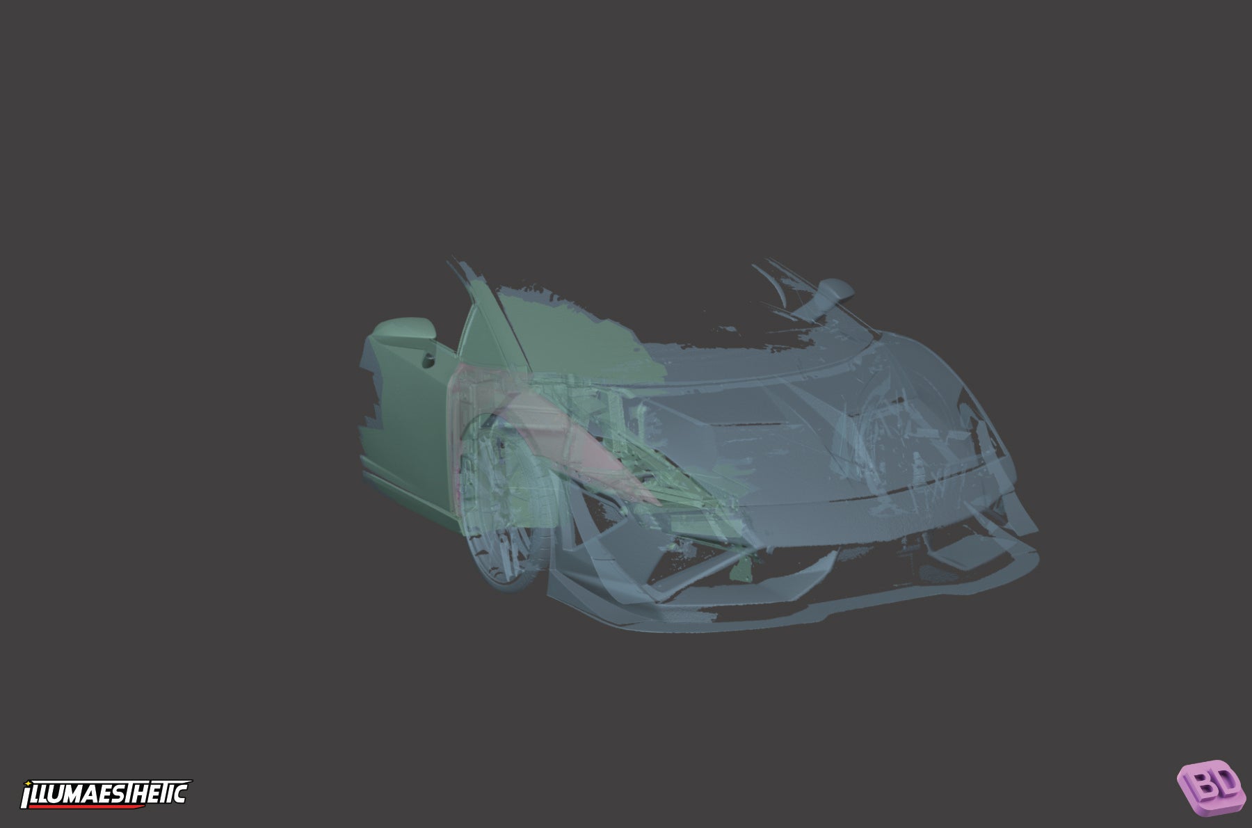 Lamborghini Gallardo 3D Model Scan (Facelift 2008-2013) - High Quality Digital Car Model for 3D Printing, Animation & Virtual Reality Projects