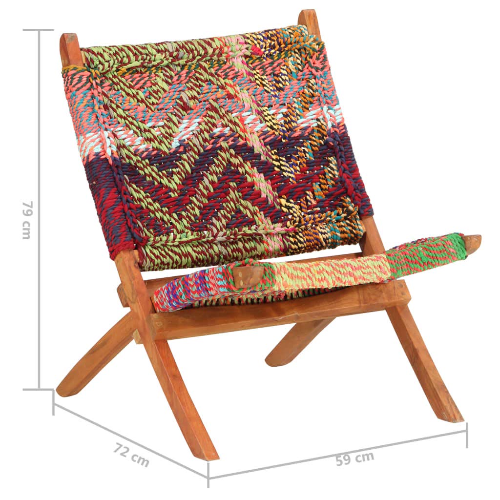 Folding Chindi Chair - Modern Accent Sofa for Living Room & Bedroom | Comfortable Leisure & Relaxing Chair | Studio Furniture with Multicolor Fabric | Perfect for Small Spaces, Patios & Reading Nooks