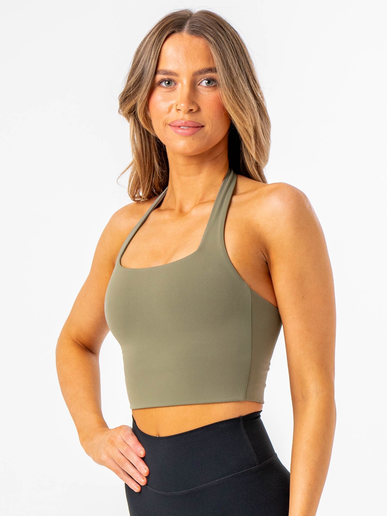 NKD Halter Tank Top - Desert Sage Color | Women's Fashion Workout & Yoga Tops | Perfect for Gym, Running & Summer Outfits