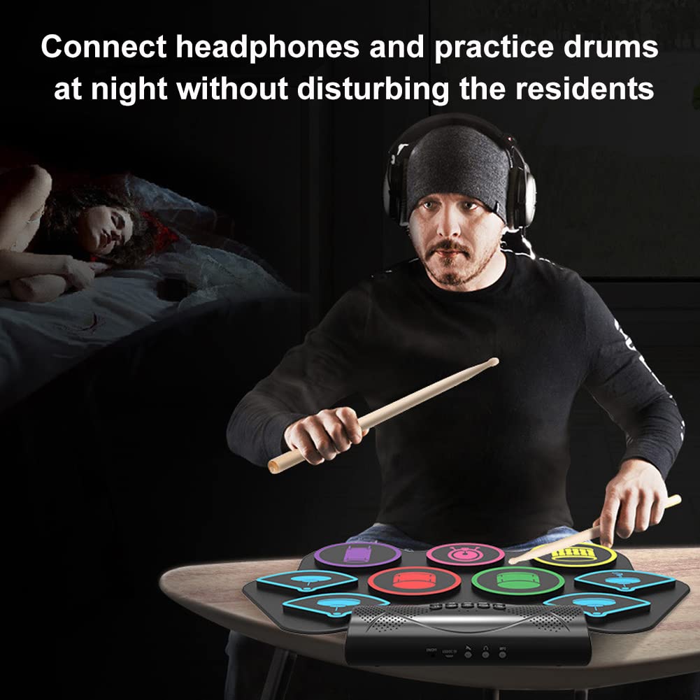 Hand-Rolled Portable Drum Set for Adults & Beginners - Bluetooth/APP Compatible with External Sound | Perfect for Home Practice, Live Performances & Travel