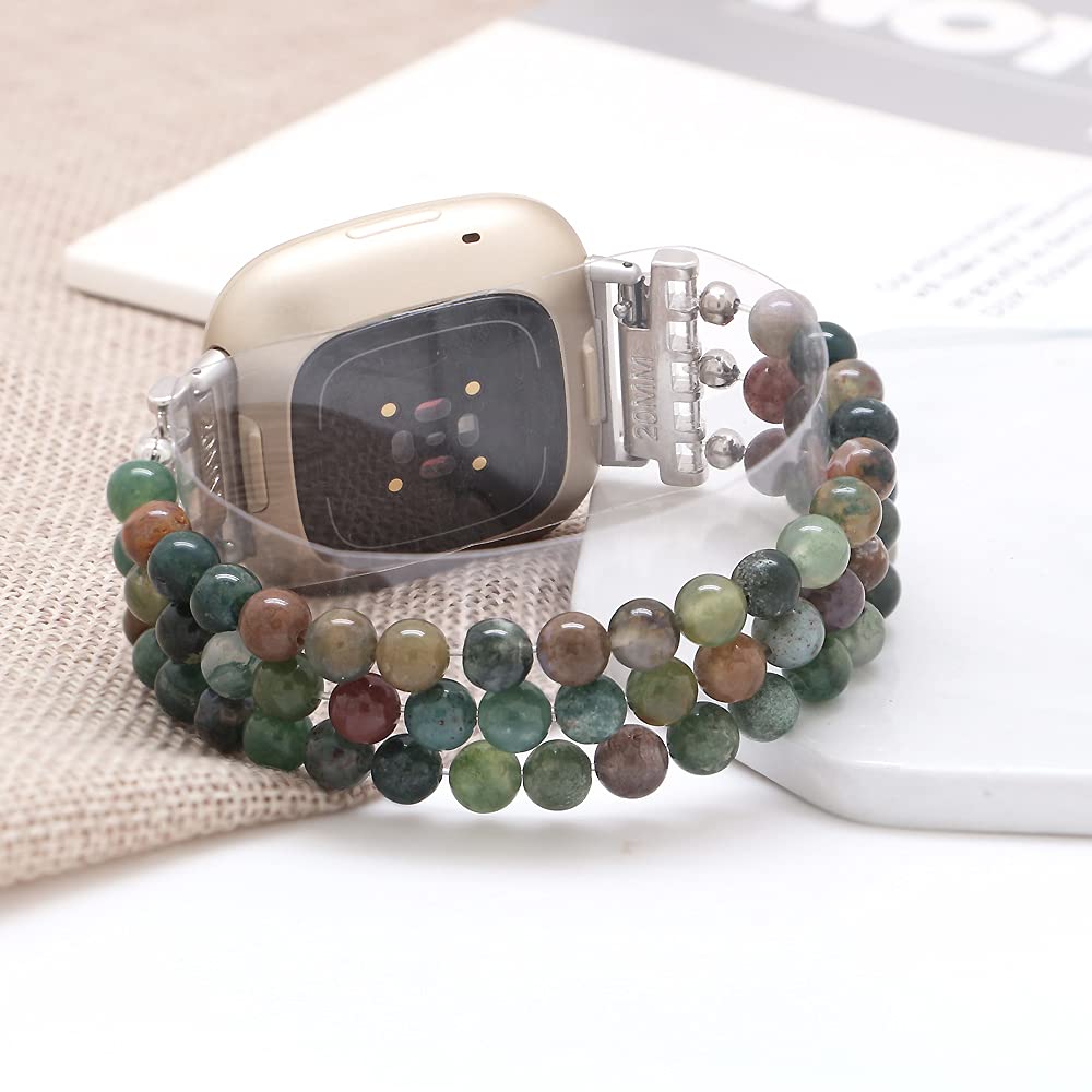 Fitbit Versa 3/4 & Sense 2 Bands - Beaded Gemstone Bracelets for Women & Men | Workout & Fashion Accessory