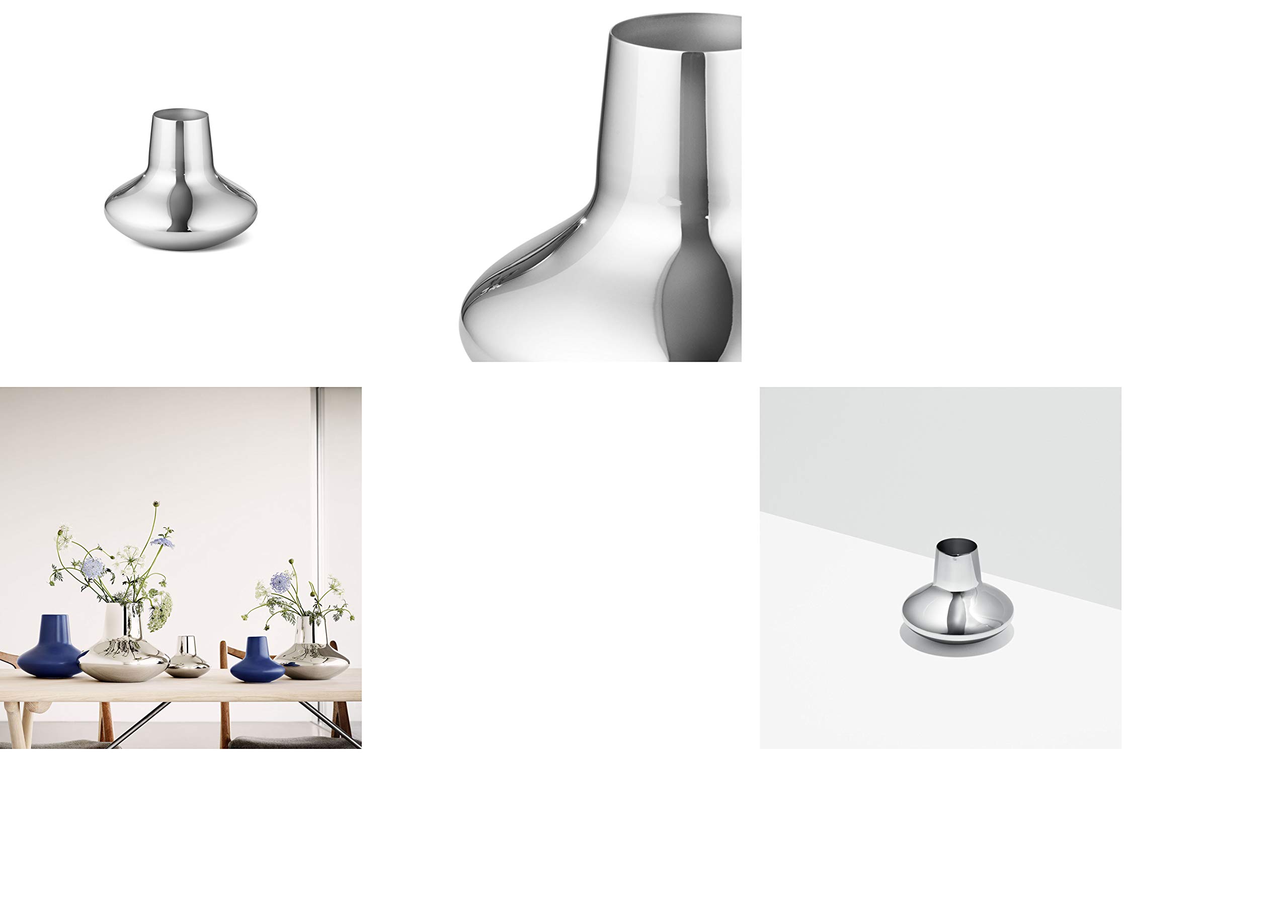 Georg Jensen Henning Koppel Medium Stainless Steel Vase - Modern Home Decor for Living Room, Office & Wedding Centerpiece