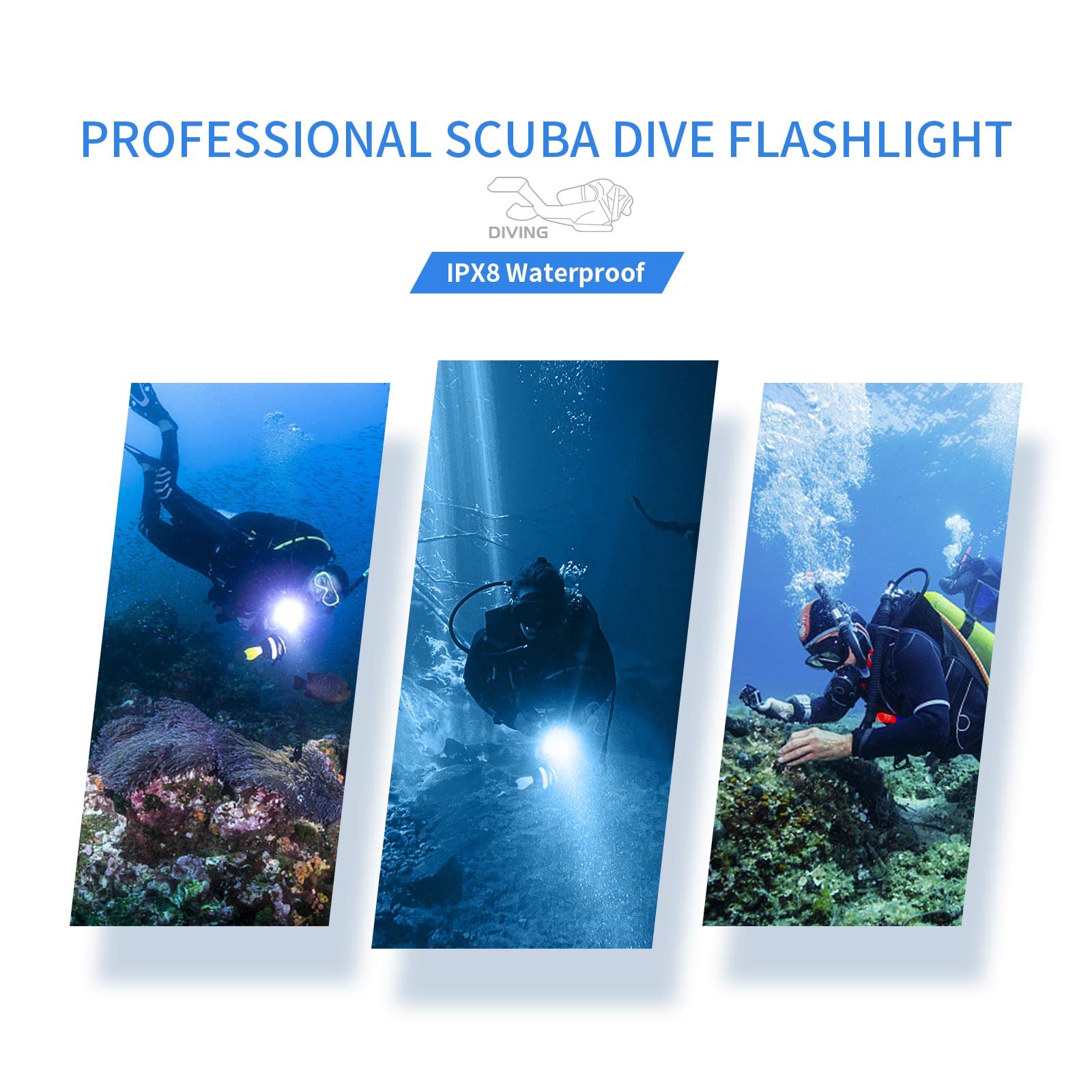 Wurkkos DL06 15000 Lumen Scuba Diving Flashlight - 6 LED IPX8 Waterproof Dive Light with 100° Beam Angle, 100m Underwater Torch (6000K Cold White) for Night Diving, Cave Exploration & Marine Photography