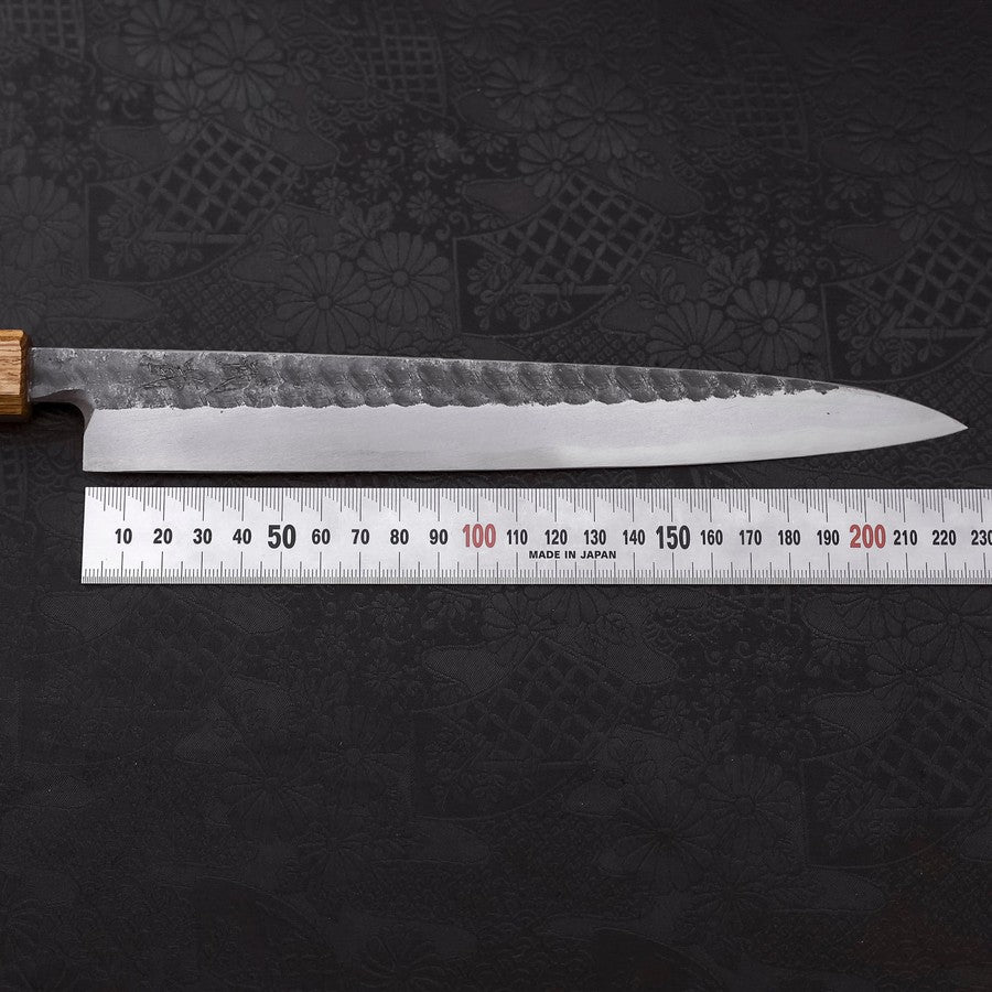 Premium Yanagiba Sushi Knife 240mm - Japanese Blue Steel #2 with Kurouchi & Tsuchime Finish, Urushi Handle - Perfect for Sushi Chefs & Japanese Cuisine Lovers