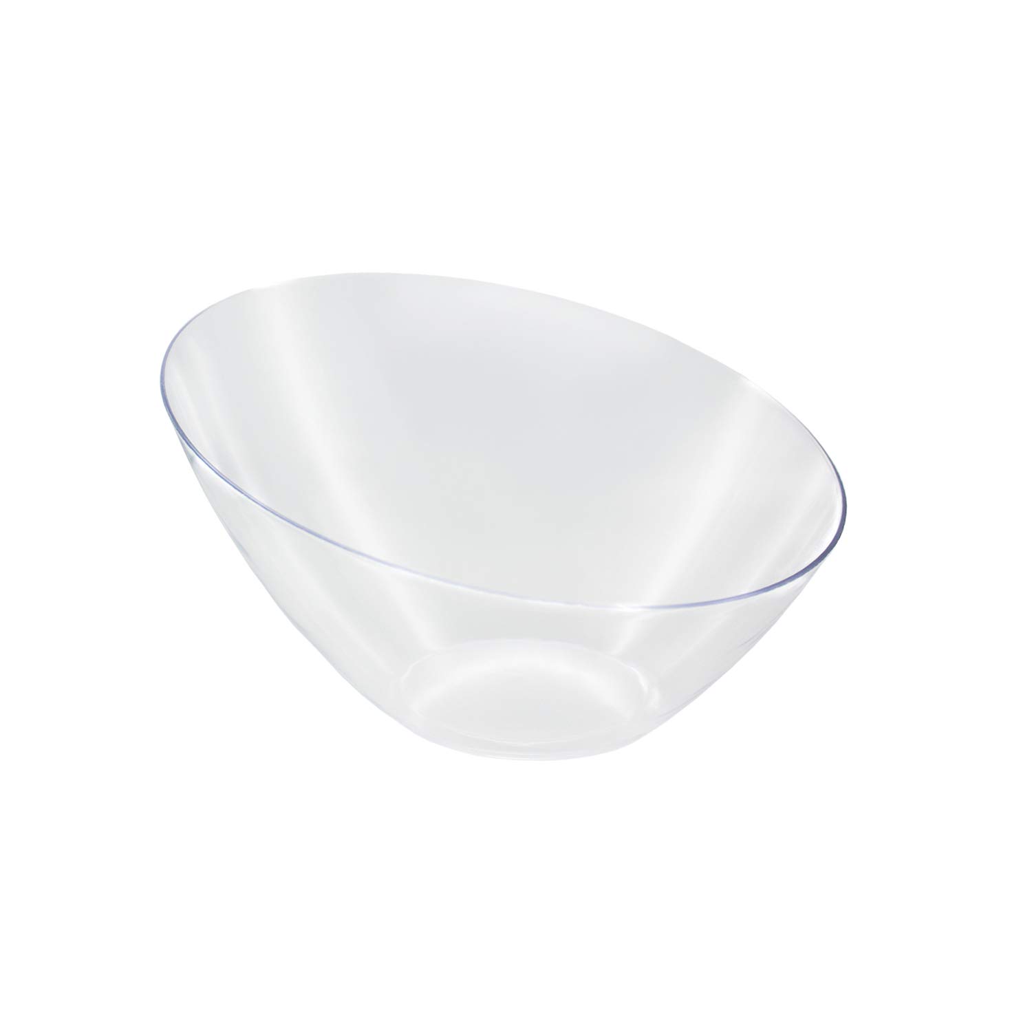 Clear Plastic Serving Bowls for Party Snacks, Appetizers & Salads - Durable Disposable Angle Bowls for Entertaining, Picnics & Events