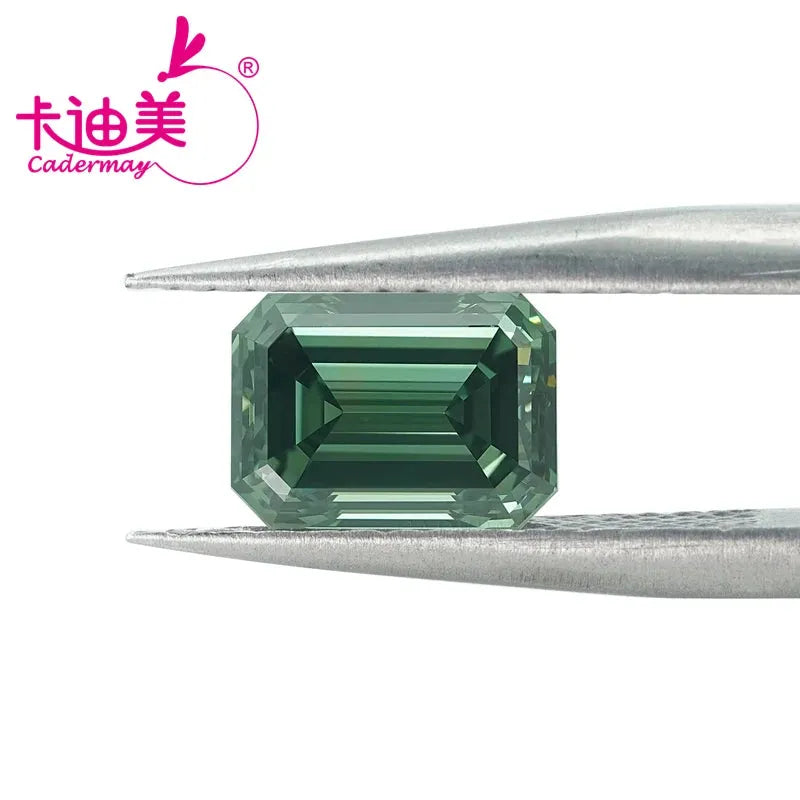 1CT CADERMAY Emerald Cut VVS1 Clarity HPHT Lab-Grown Diamond - Vivid Green Loose Stone with Certificate for Jewelry Making | Engagement Rings, Necklaces & Custom Jewelry Design