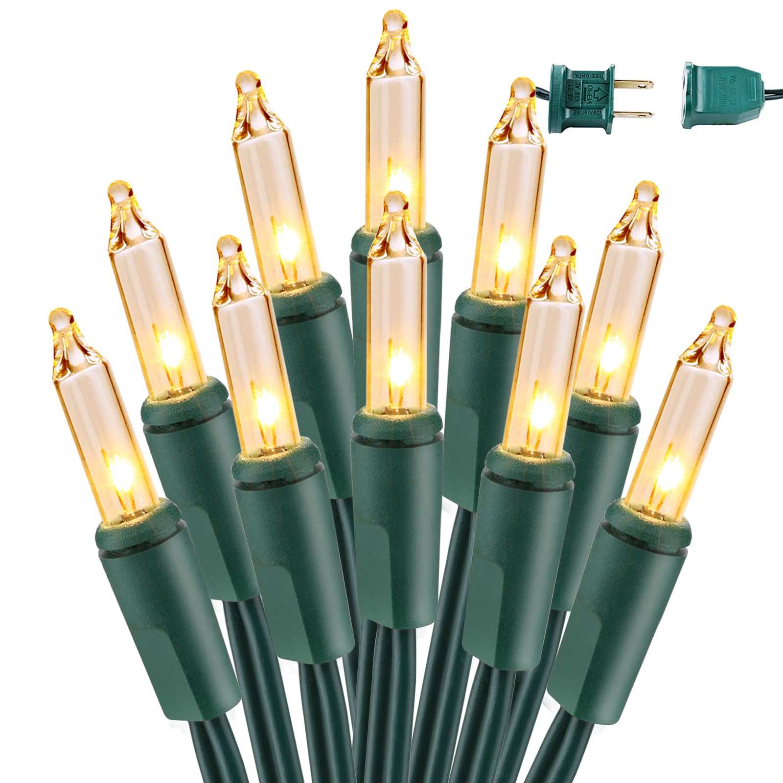 BrizLabs 300 LED Clear Christmas Lights Outdoor, 69.6ft Connectable Warm White String Lights - UL Certified Mini Lights with Green Wire for Indoor Tree, Holiday Party, Roof & Yard Decorations - Perfect for Christmas, New Year, and Winter Festival Decorating