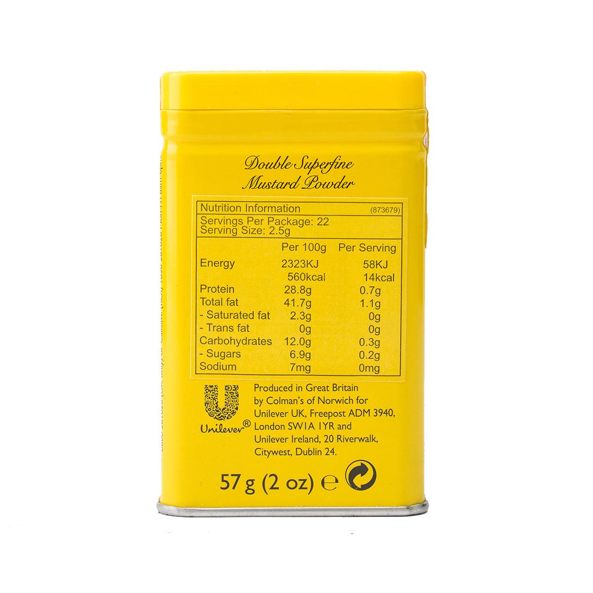Coleman's Double Superfine Mustard Powder 57g - Premium British Mustard for Cooking, BBQ, Sauces & Marinades