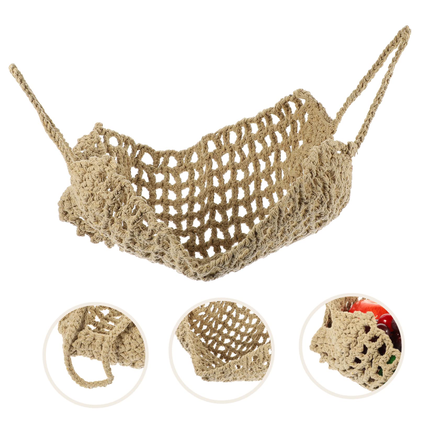 4-Piece Cotton Rope Hanging Fruit Basket Set - Kitchen Storage Organizer for Fruits, Vegetables & Home Decor - Perfect for Pantry, Garden, and Small Space Organization