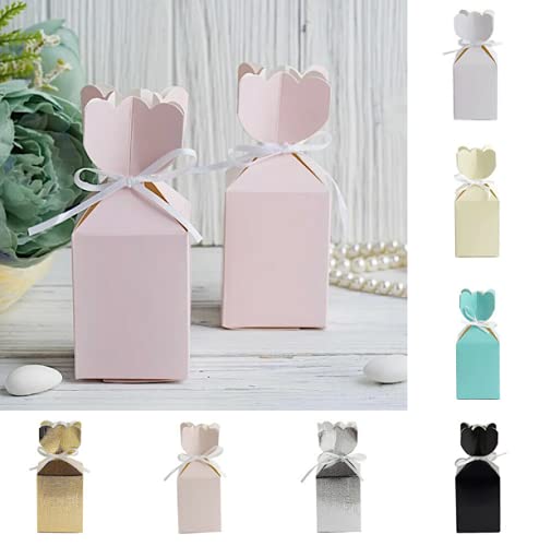 100-Pack Turquoise Vase Favor Boxes with Satin Ribbons for Wedding Decorations, Party Favors & Special Events - Elegant Gift Boxes for Bridal Showers, Baby Showers & Corporate Gifts (CTS01YN)