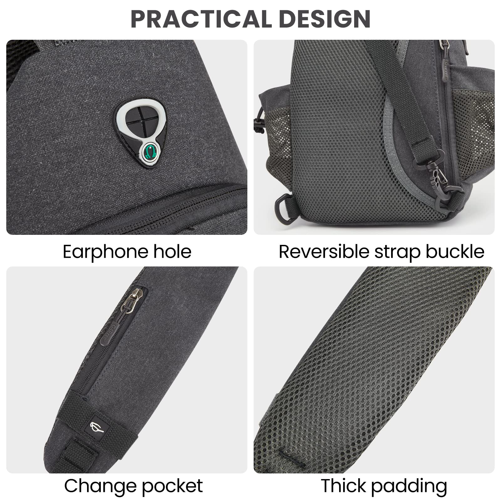 G4Free Canvas Sling Bag Crossbody Backpack with USB Charging Port & RFID Blocking - Lightweight Hiking Daypack Chest Bag for Women & Men - Perfect for Travel, Commuting & Outdoor Adventures