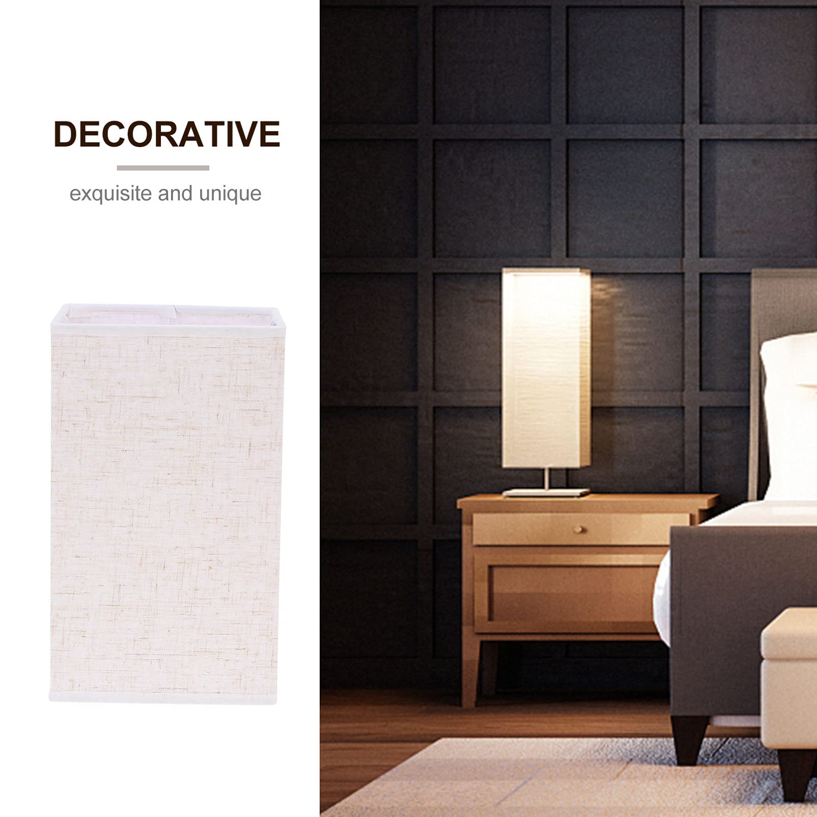 Square Linen Lamp Shade - 4.72x4.72x7.86 Inch Fabric Light Cover for E27 Table & Floor Lamps - Elegant Home Decor for Living Room, Bedroom & Office Lighting
