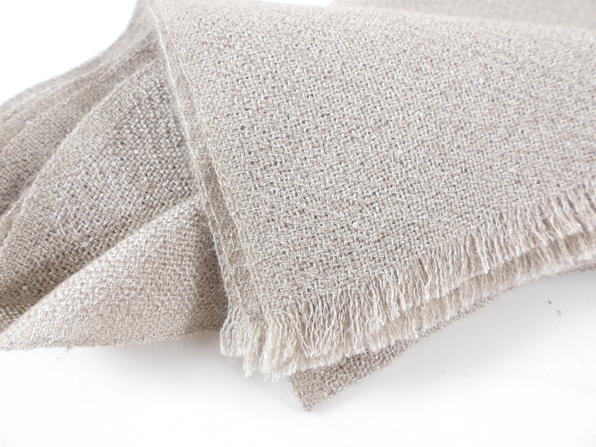 Brunello Cucinelli Light Greige Shimmer Shawl Scarf - Luxurious Cashmere Wrap for Women, Elegant Evening Wear & Winter Fashion Accessory