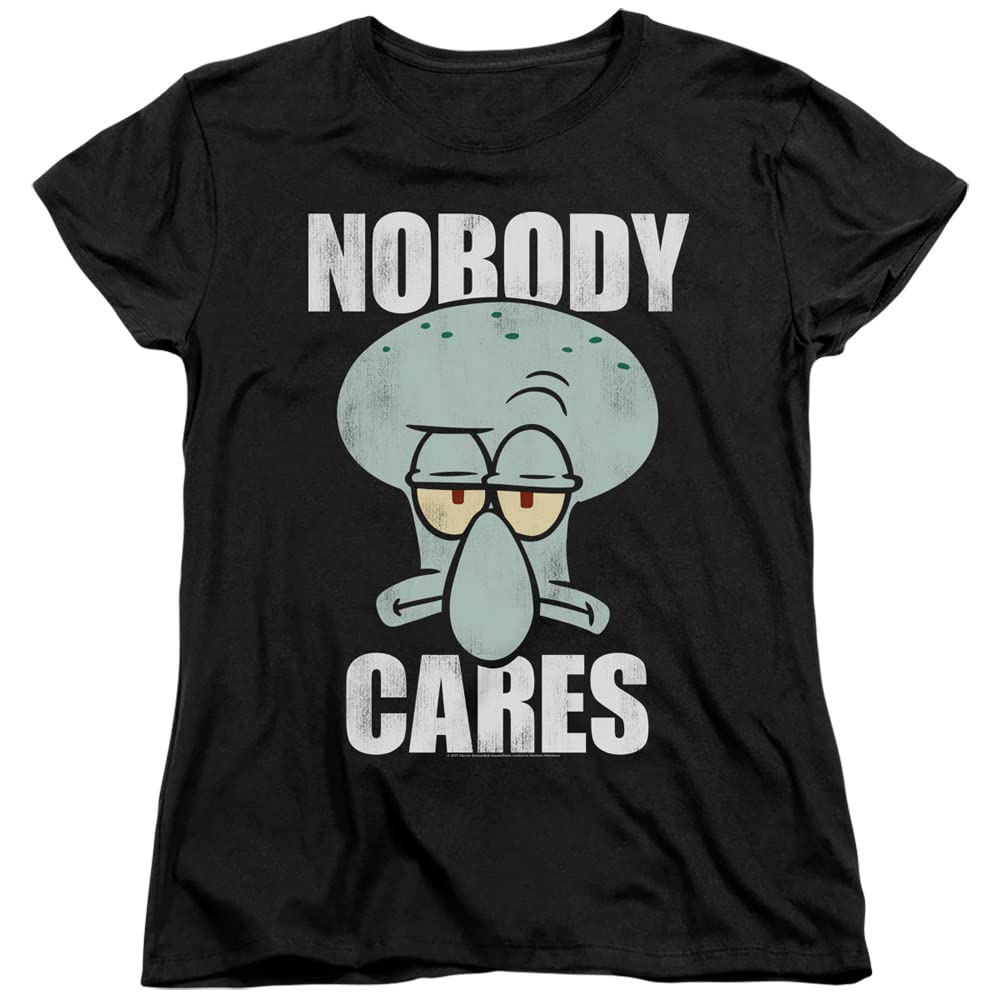 Spongebob Nobody Cares Meme Women's T-Shirt | Funny Cartoon Graphic Tee | Casual Streetwear for Women | Perfect for Parties, Gifts & Everyday Wear