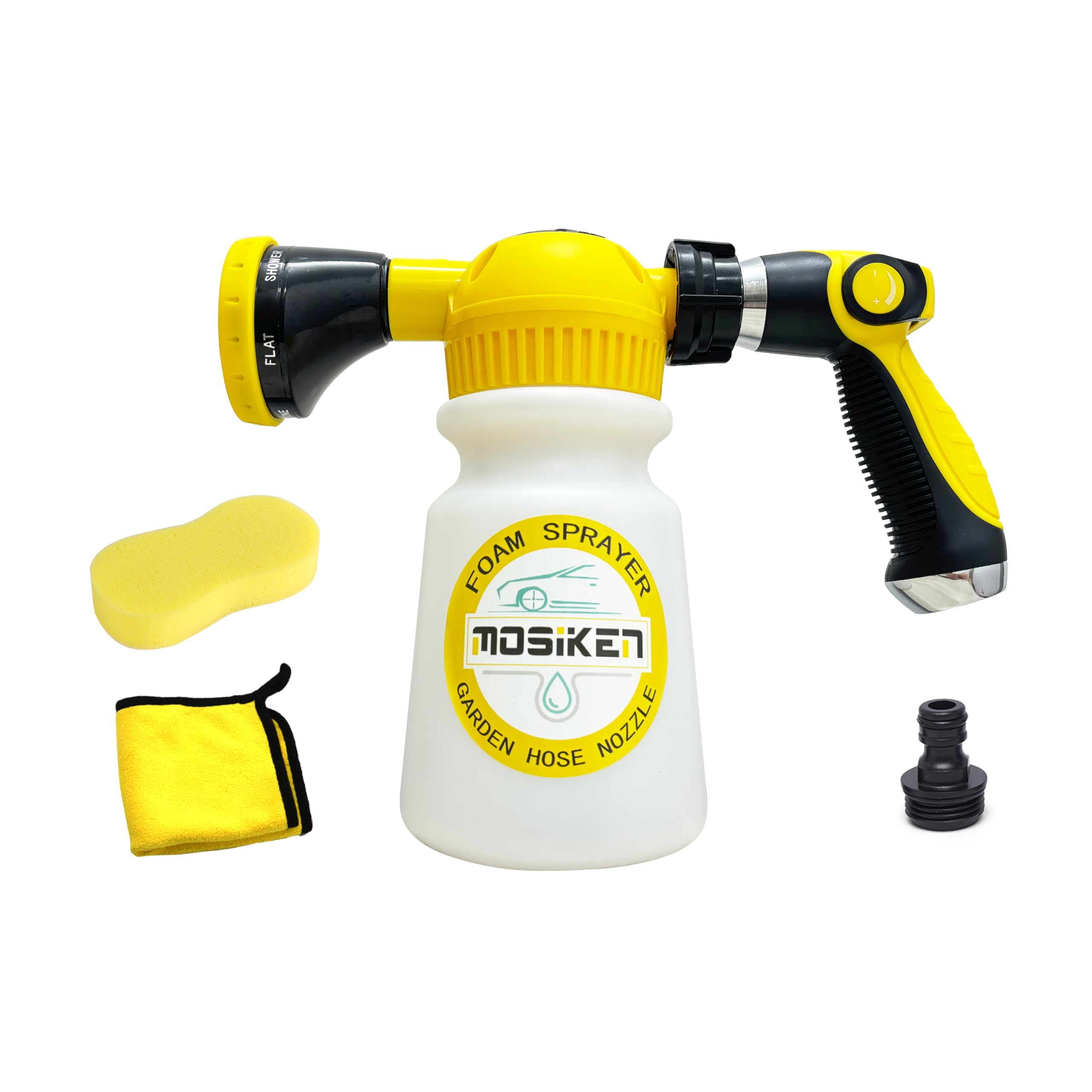 Premium Foam Cannon Car Wash Kit with Washing Sponge & Microfiber Towel - 1/2