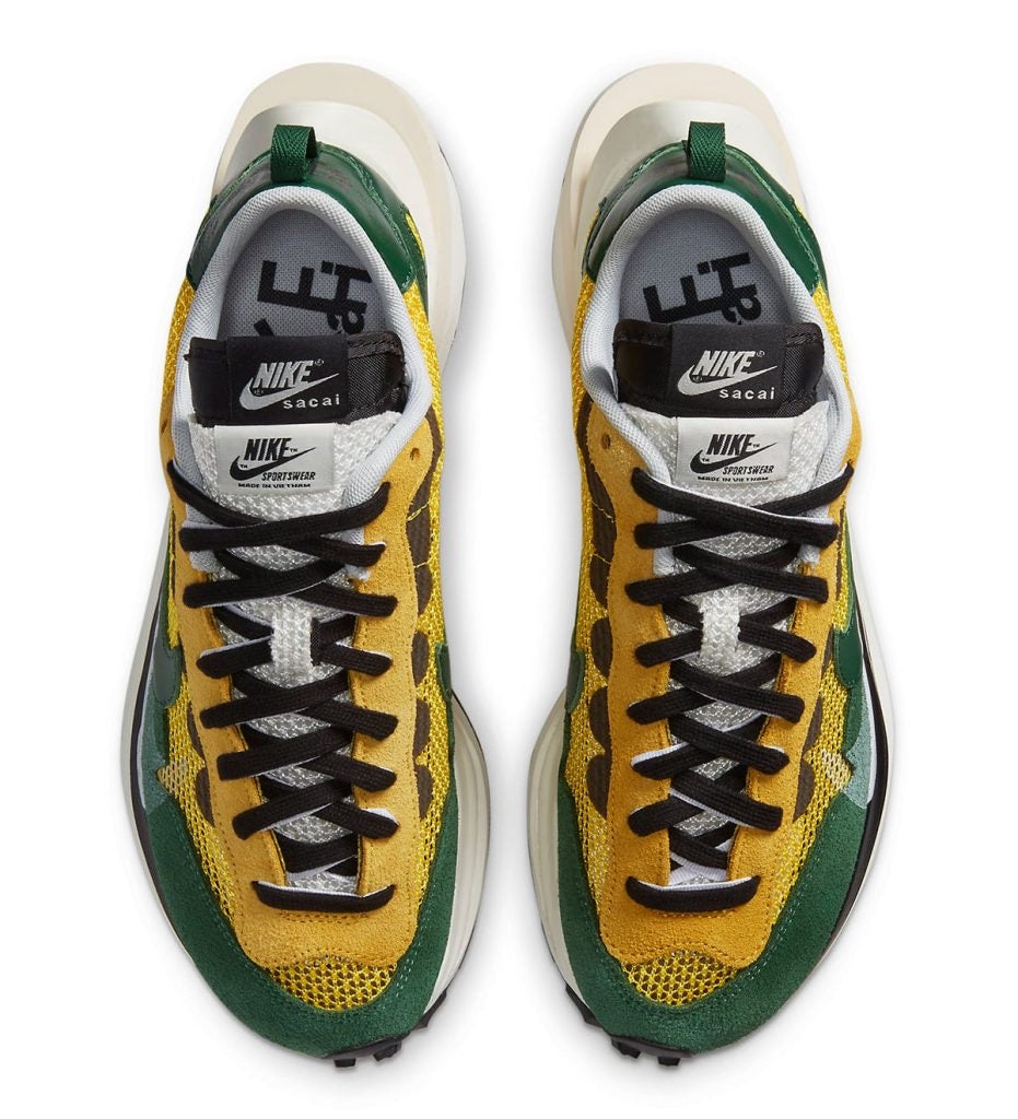 Nike x Sacai Vaporwaffle Sneakers in Tour Yellow & Gorge Green - Stylish Running & Casual Shoes for Men & Women | Perfect for Streetwear, Gym & Everyday Wear