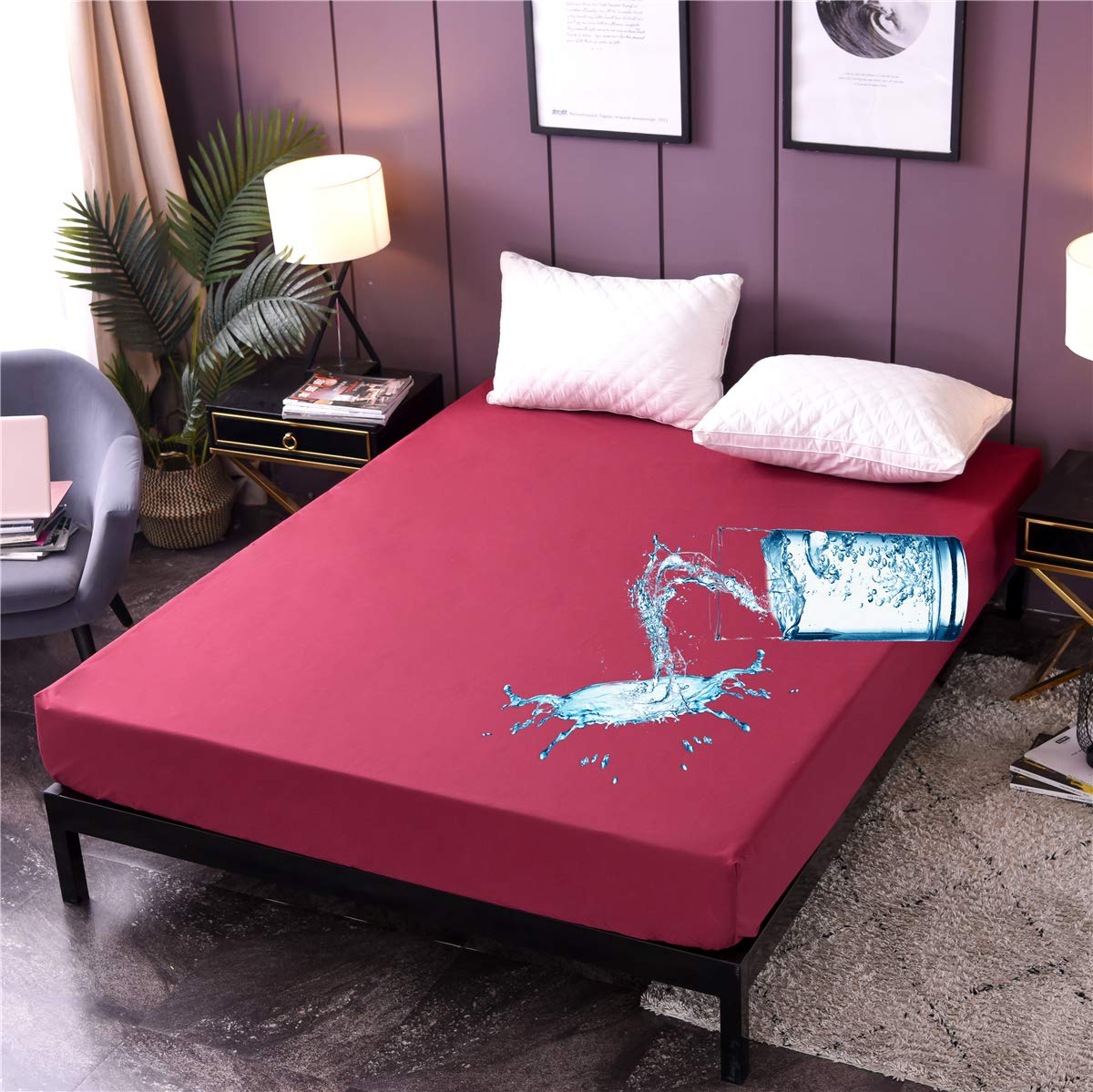 Holawakaka Queen Size Waterproof Mattress Protector - Breathable Bed Cover with 14