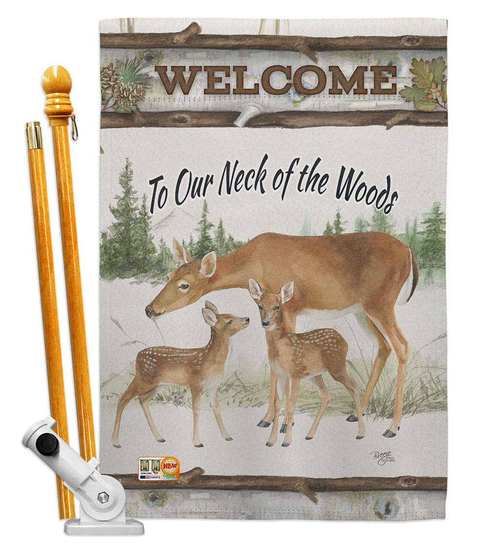 Nature Wildlife House Flag Set 28x40 w/Flagpole - Outdoor Decor