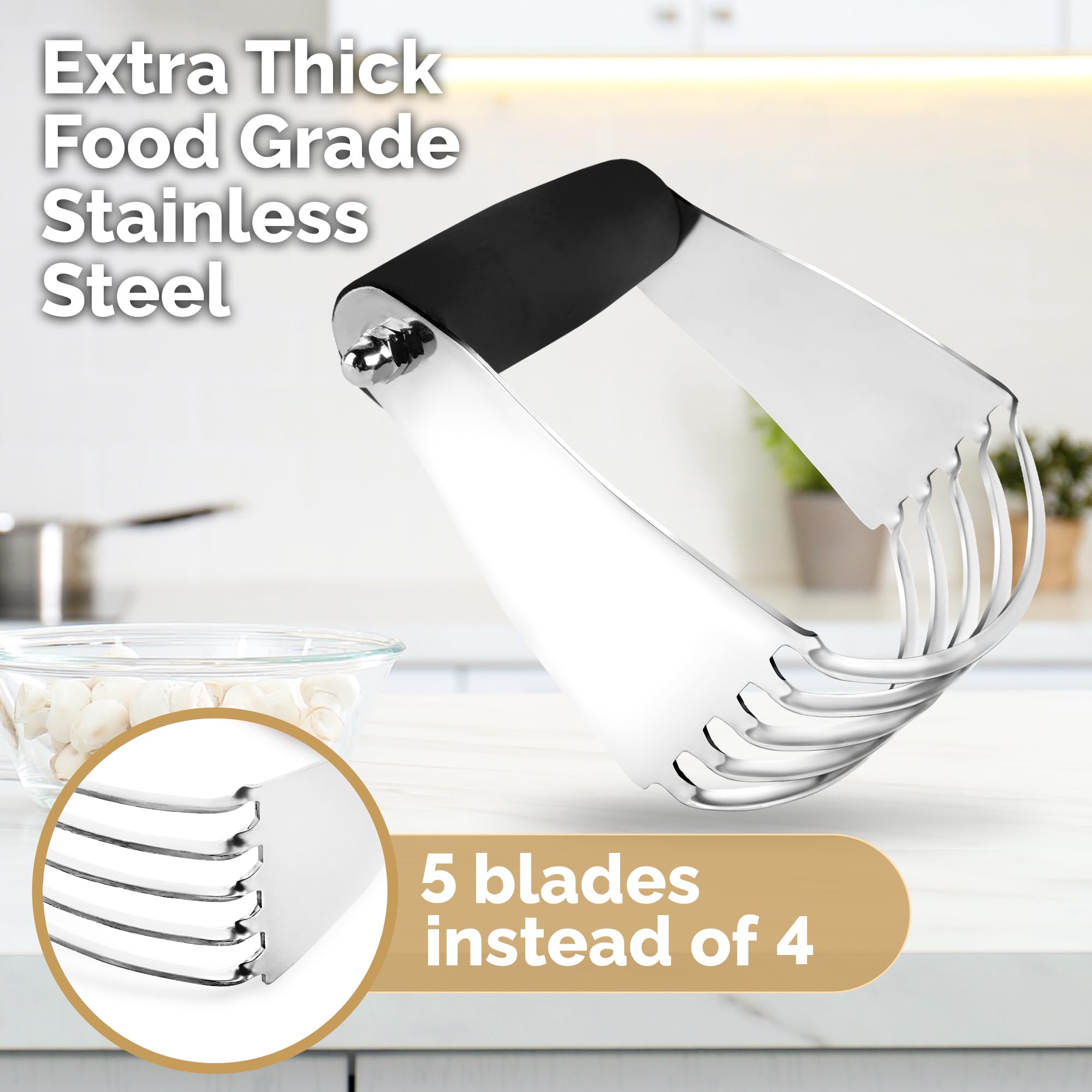 Zulay Kitchen Professional Stainless Steel Dough Blender - Heavy Duty Pastry Cutter with Sharp Blades for Baking Pies, Cookies & Biscuits | Perfect Butter Cutter for Home Bakers & Pastry Chefs
