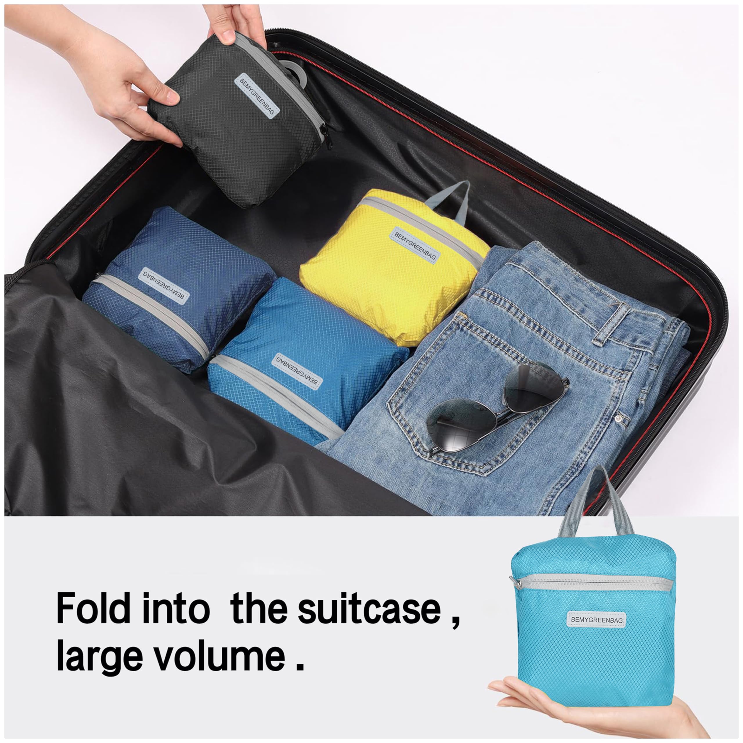 35L Foldable Waterproof Backpack for Hiking, Travel & Outdoor Sports - Lightweight Packable Daypack with Wet Clothes Compartment - Perfect for Camping, Gym & Daily Use (Sky Blue)