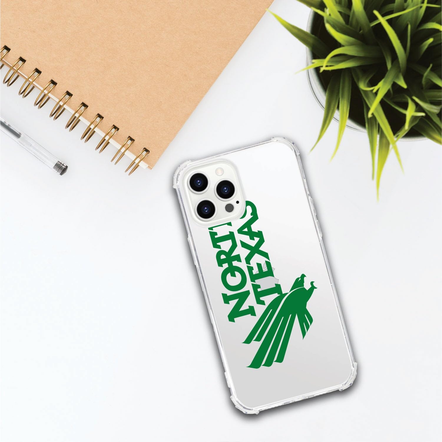 OTM Essentials Rugged Phone Case for iPhone 13 Pro - Shockproof Protective Cover with Reinforced Edges, Classic White Design | Perfect for University of North Texas Students & Active Lifestyles
