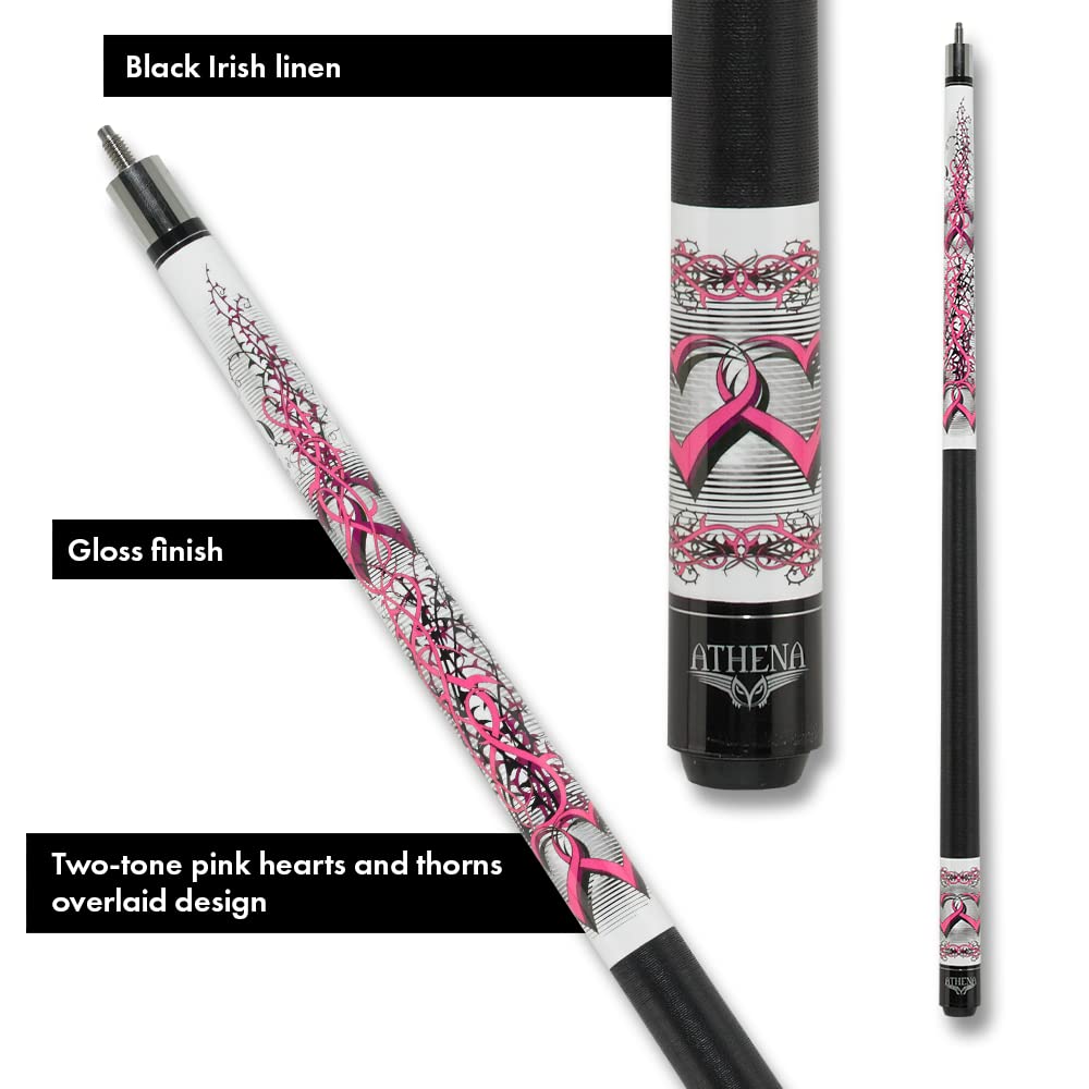 Athena ATH42 Hearts and Rose Thorns Pool Cue Stick - Professional Billiards Accessory for Players & Collectors | Perfect for Home Game Rooms, Bars, and Tournaments