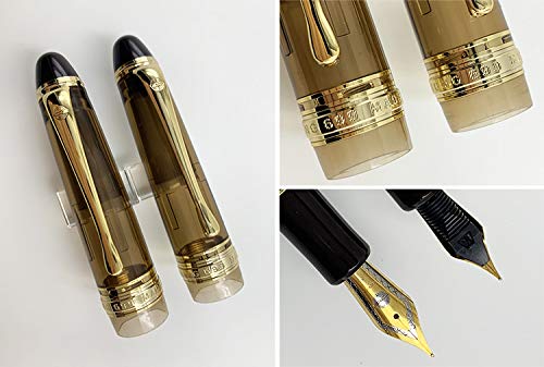 Lanxivi 699 Vacuum Fountain Pen - Fine Nib, Brown Acrylic for Writing & Calligraphy