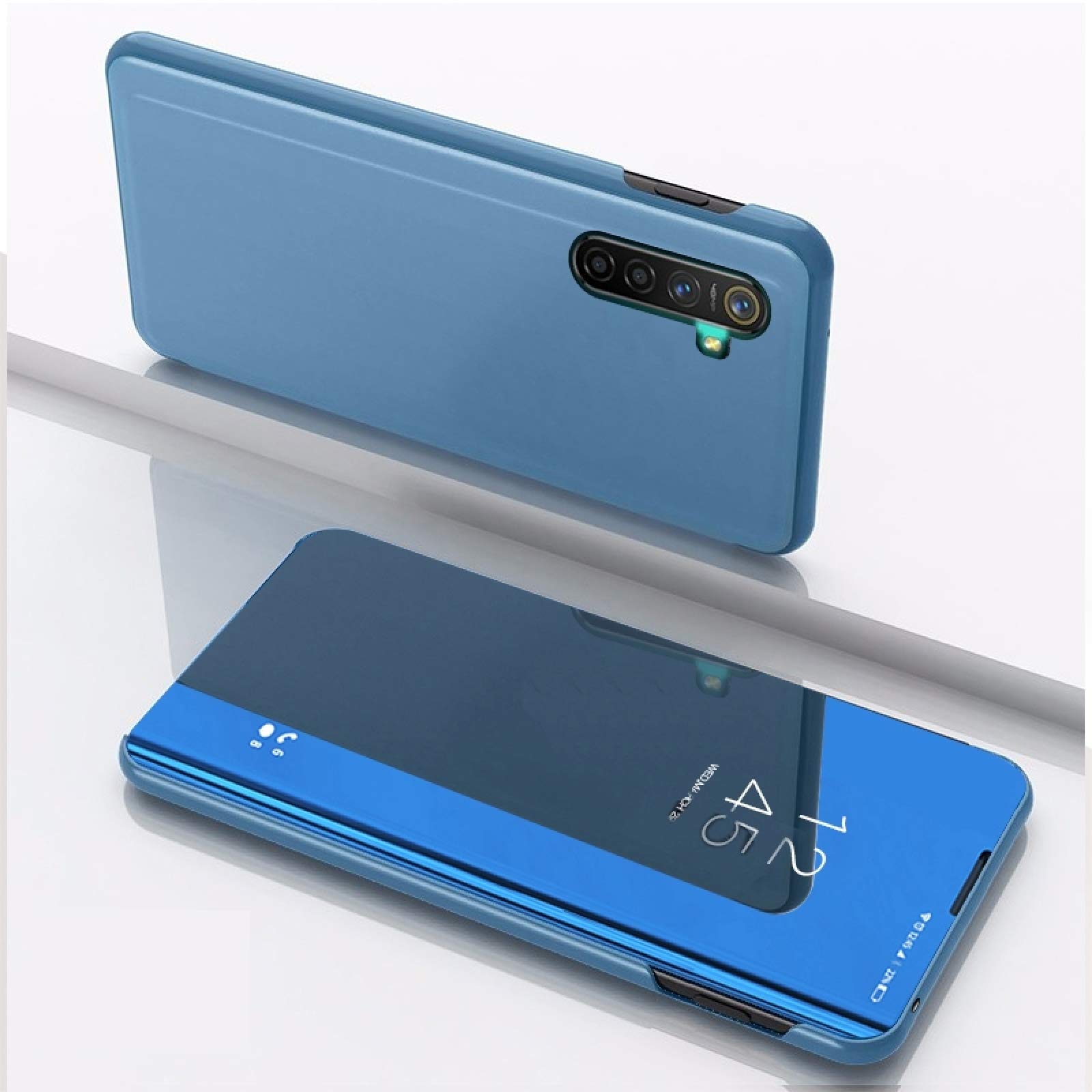 Oppo Realme XT / K5 / X2 Mirror Flip Leather Phone Case with Stand - Blue | Premium Protective Cover for Daily Use & Travel