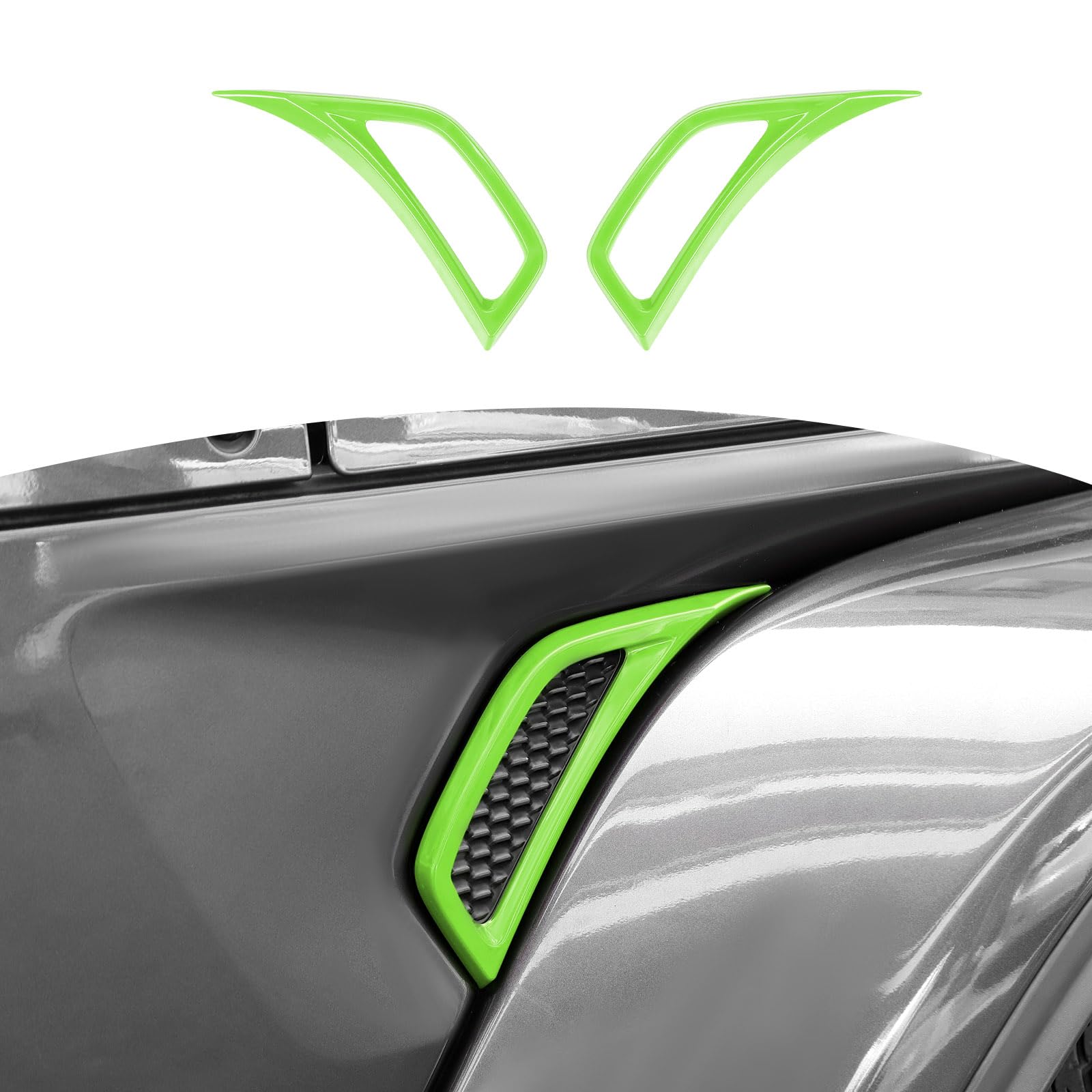 Jeep Wrangler JL JLU & Gladiator JT Side Fender Vent Decal Trim Cover - RT-TCZ Exterior Accessories (2018-2024 Models, Green, 2-Piece Set) - Enhance Off-Road Style & Protection for Your Jeep Adventure
