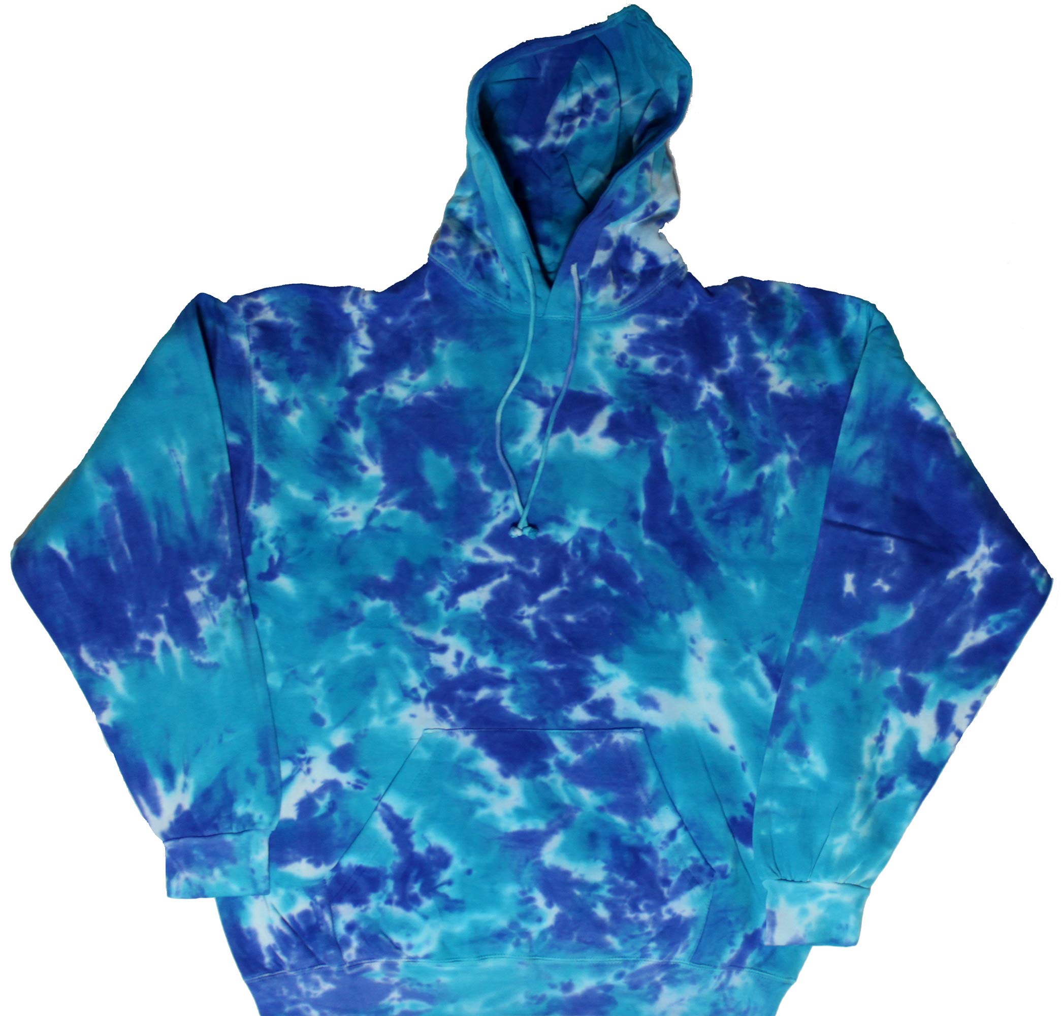 Tie Dye Hoodie Sweatshirt for Men, Women & Teens - Soft Blues Crinkle Pullover for Casual Wear, Street Style & Loungewear