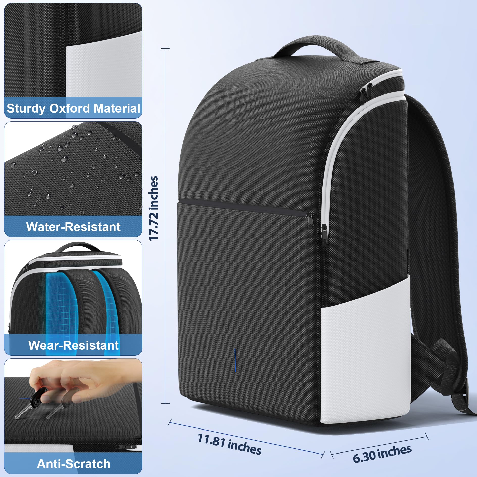 Premium PS5 Backpack for Console (Slim/Pro) - Durable Travel Carrying Case with Large Storage for Dual Controllers, PS Portal, Laptop & Game Cards - Includes 3 Cable Pouches - Perfect for Gaming Travel & Commuting