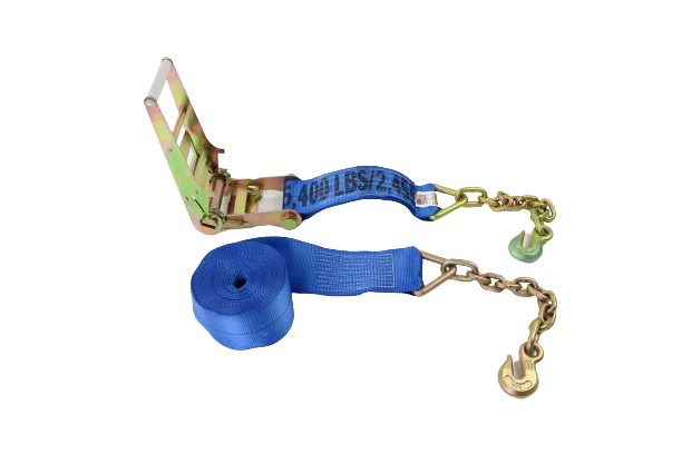 4-Pack 30-Inch Ratchet Straps with Chain Ends - Heavy Duty Tie Down Straps for Trucks, Trailers & Cargo Securing (4 x 30FT)